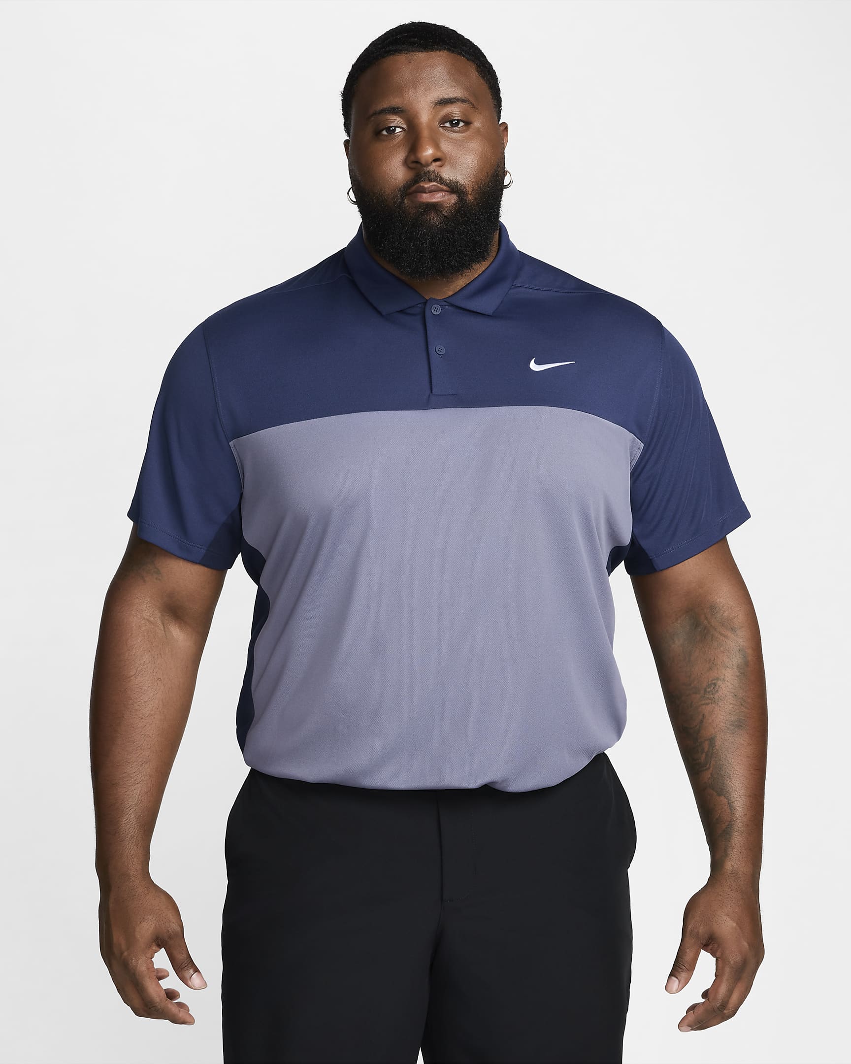 Nike Victory+ Dri-FIT galléros férfi golfpóló - Midnight Navy/Obsidian/Light Carbon/Fehér