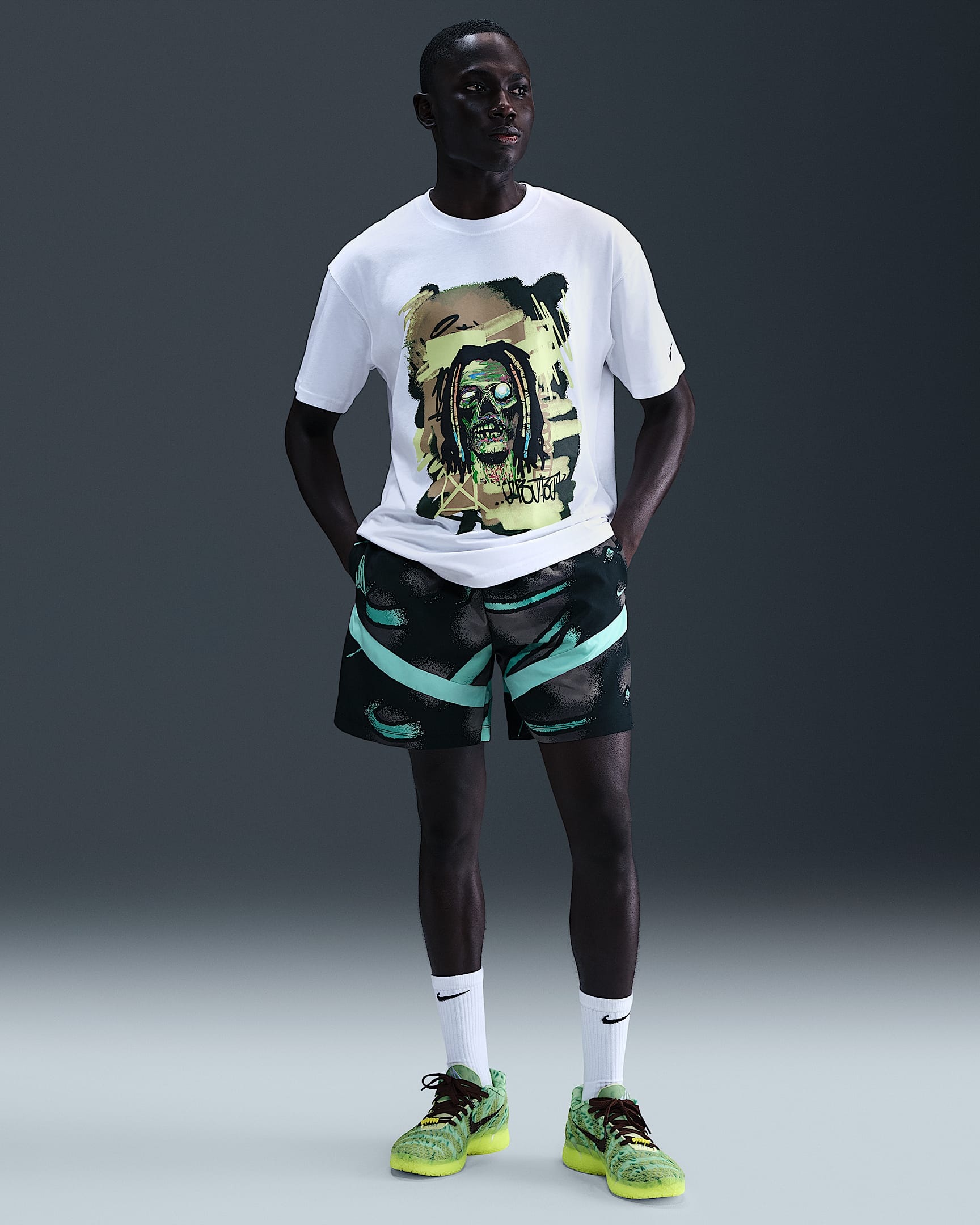 Dri-FIT Basketballshorts für Herren (ca. 15 cm) - Bleached Turquoise/Cave Stone/Bleached Turquoise