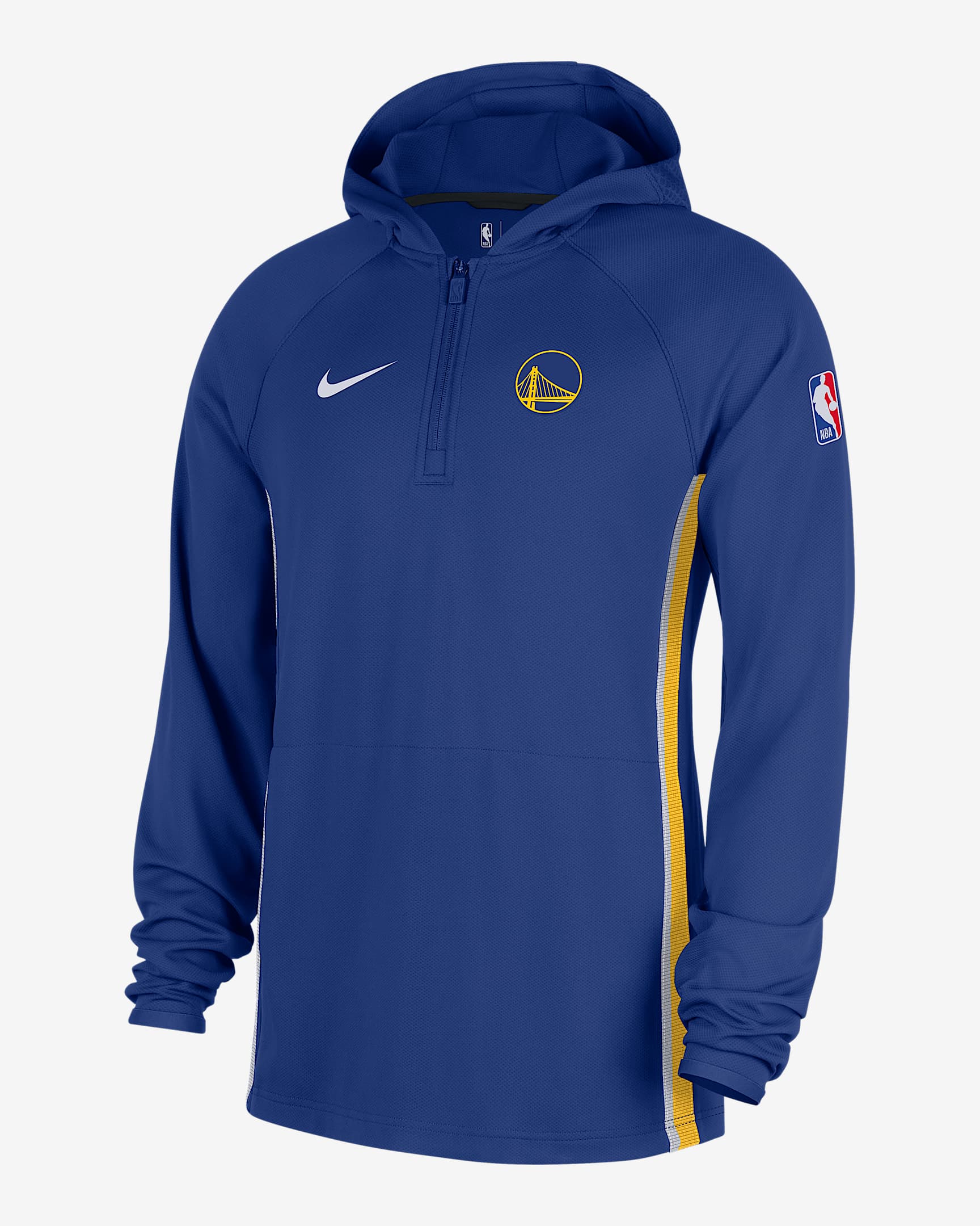 Golden State Warriors Zoned Men's Nike Dri-FIT NBA 1/4-Zip Hoodie - Rush Blue/Black/White