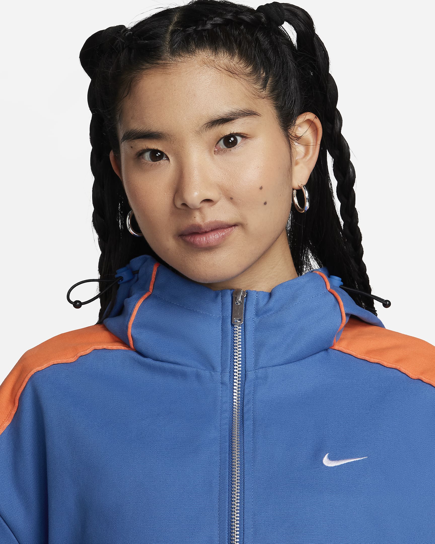 Nike Sportswear Street Women's Oversized Anorak Jacket - Star Blue/Bright Mandarin/Bright Mandarin/White