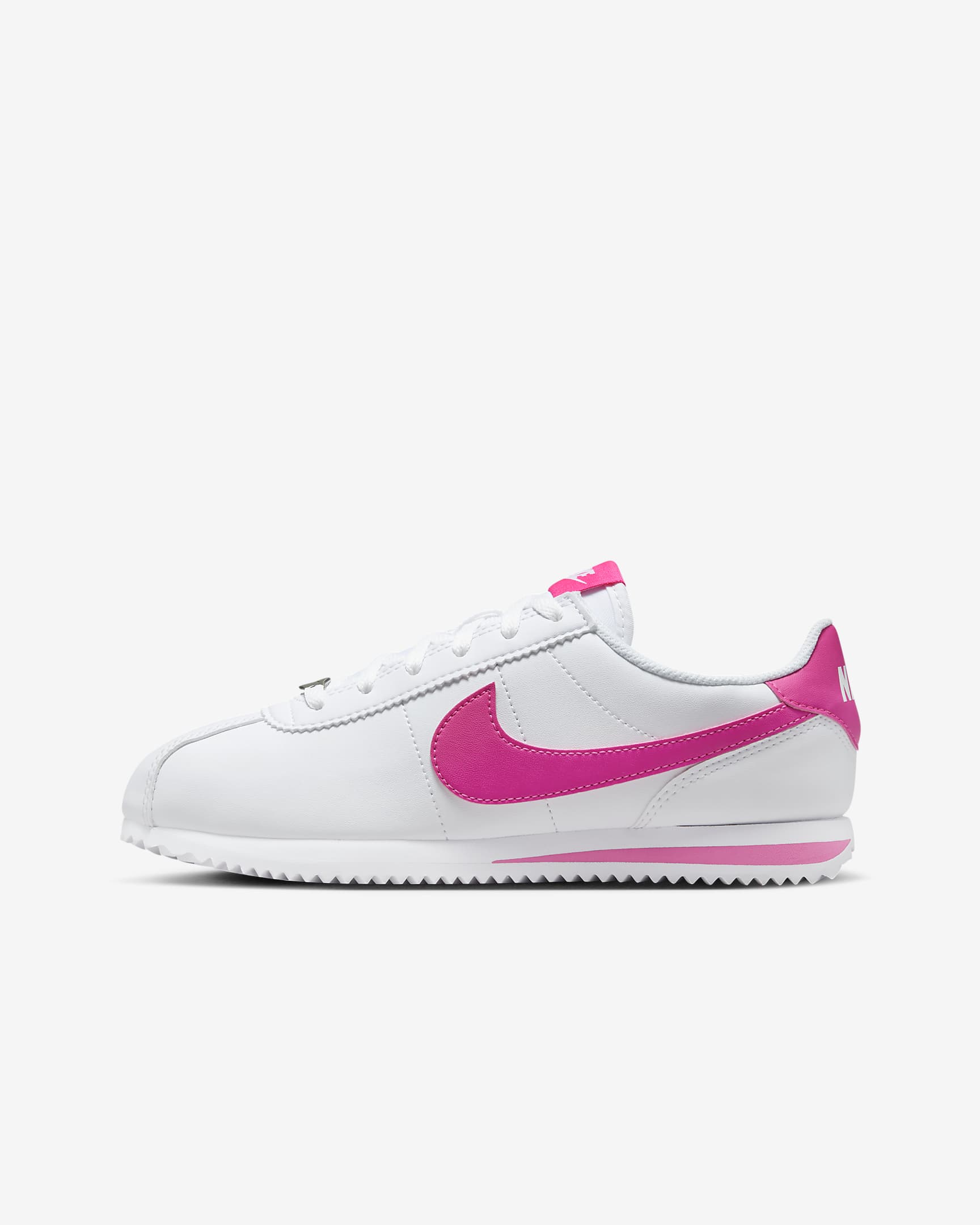 Chaussure Nike Cortez pour ado - Blanc/Laser Fuchsia