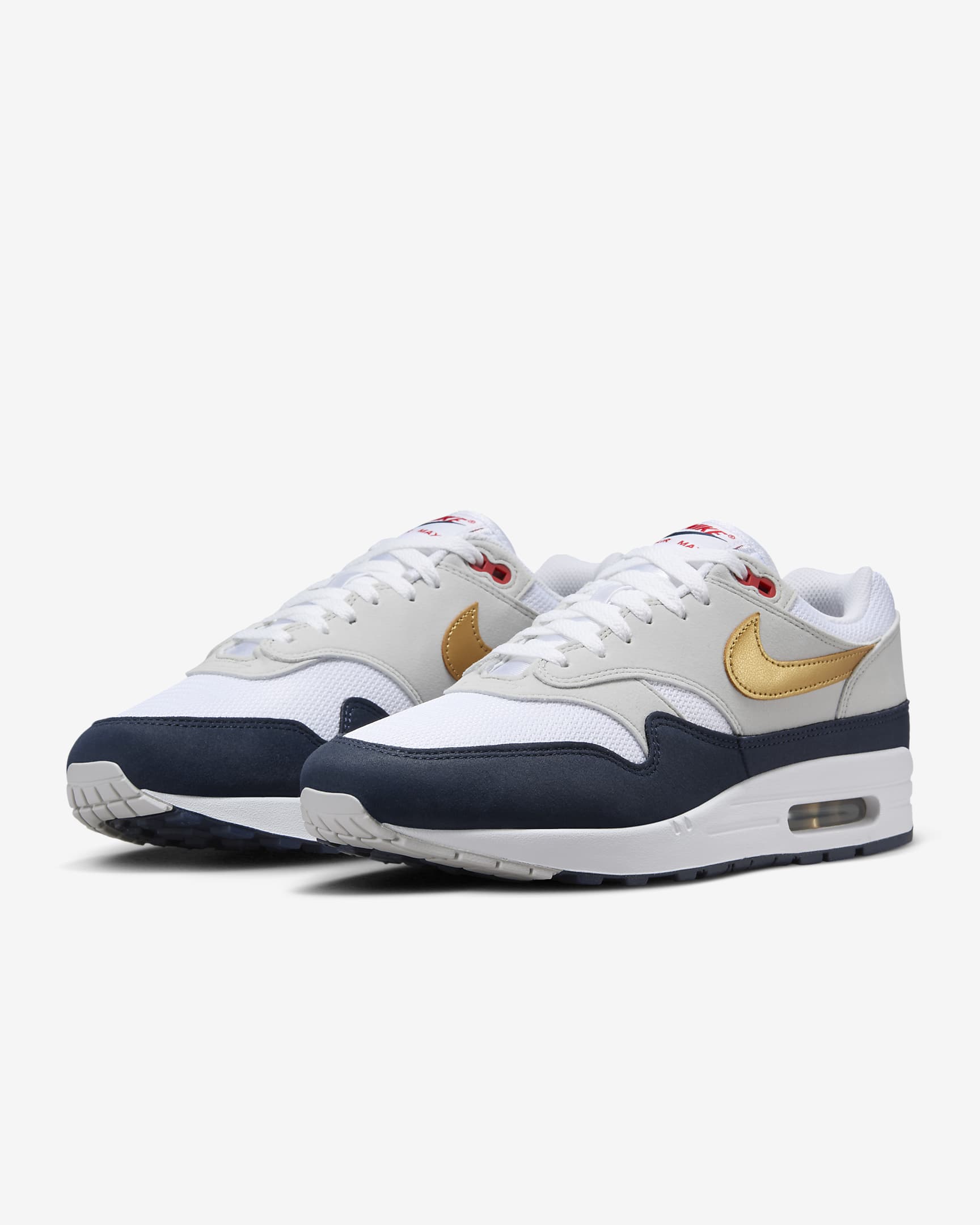 Nike Air Max 1-sko til mænd - Obsidian/hvid/Light Smoke Grey/Metallic Gold