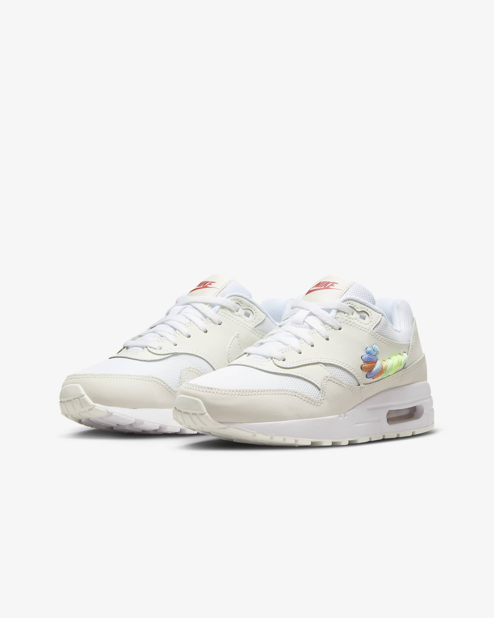 Tenis para niños grandes Nike Air Max 1 SE - Blanco/Blanco cumbre/Rosa tierra/Multicolor