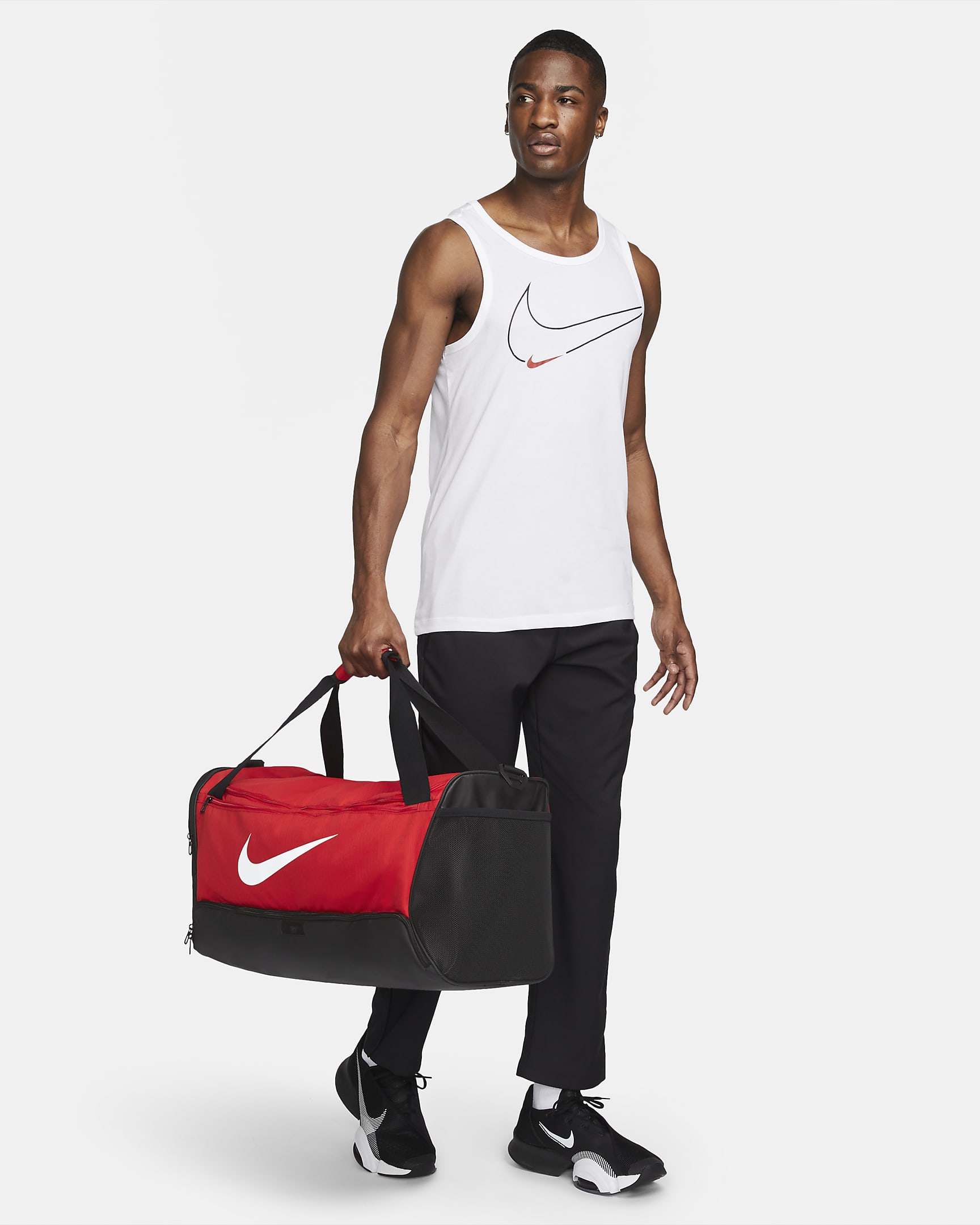 Nike Brasilia 9.5 Training Duffel Bag (Medium, 60L) - University Red/Black/White