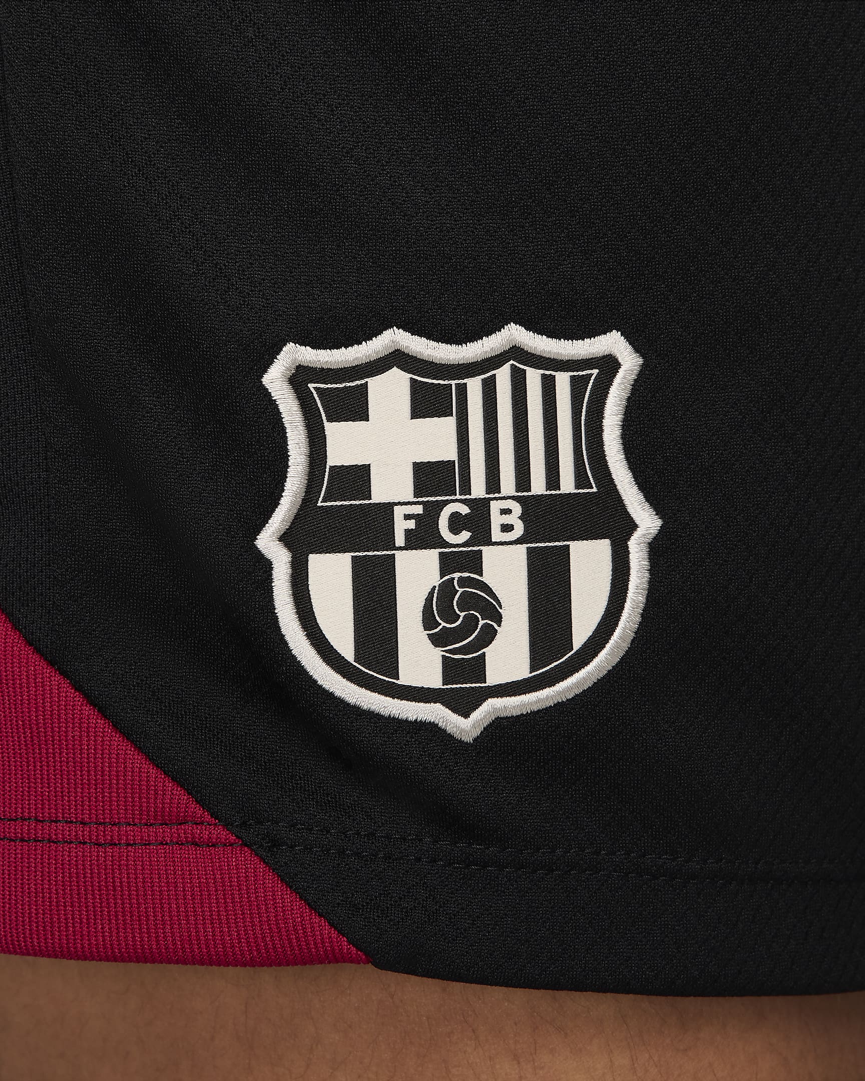 F.C. Barcelona Strike Women's Nike Dri-FIT Football Knit Shorts - Black/Noble Red/Deep Royal Blue/Light Orewood Brown