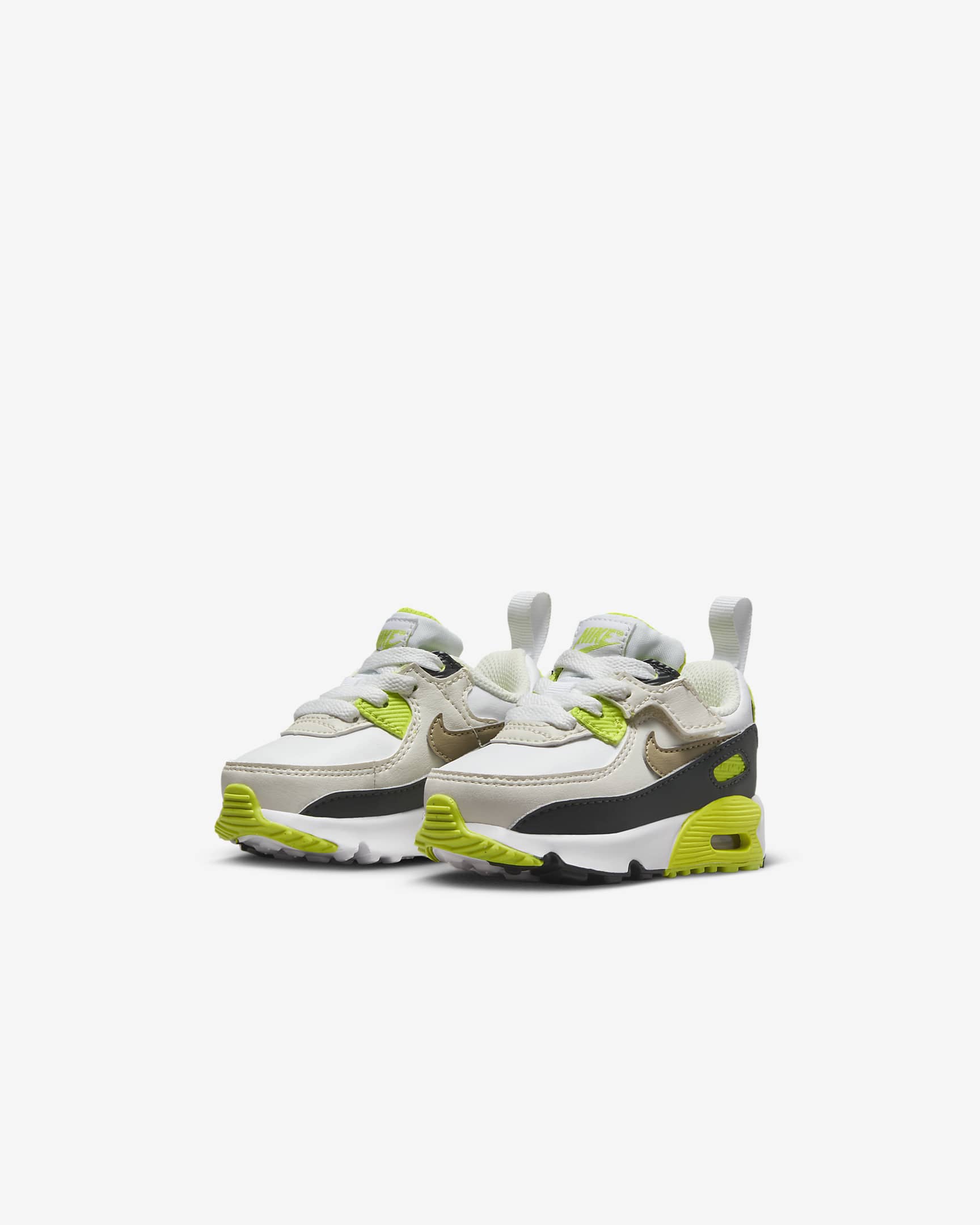 Nike Air Max 90 EasyOn 嬰幼兒鞋款 - 白色/Cyber/Dark Smoke Grey/Khaki