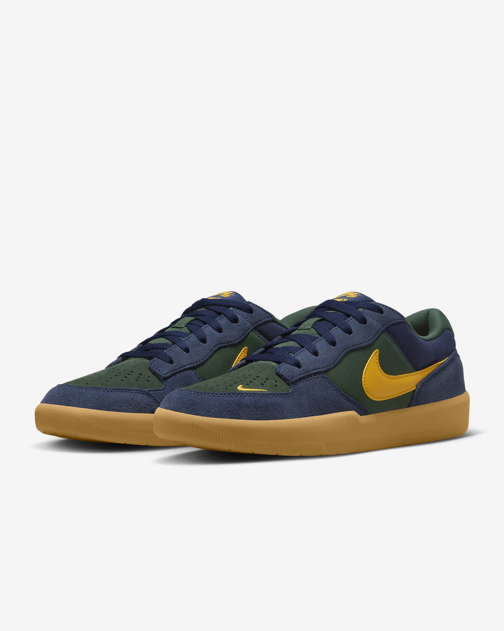 Nike SB Force 58 Skate Shoes - Midnight Navy/Fir/Gum Light Brown/University Gold