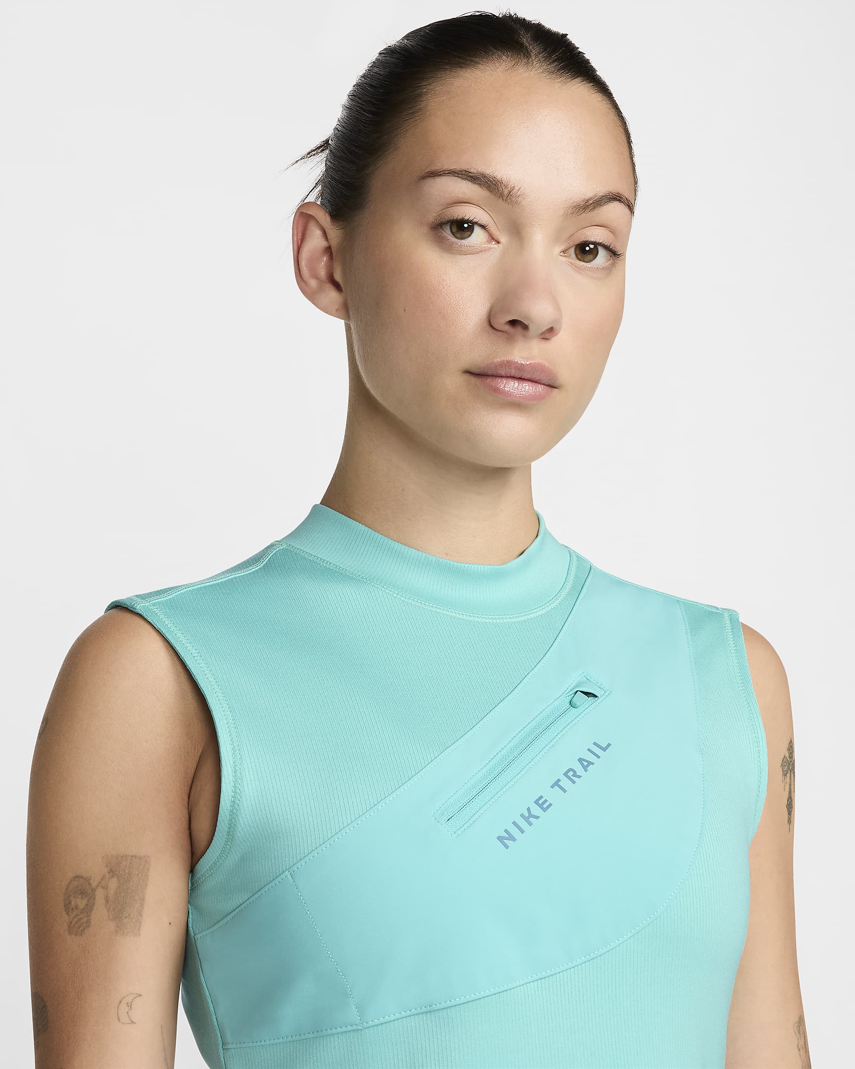 Débardeur de running à poche Dri-FIT Nike Trail pour femme - Green Frost/Smokey Blue