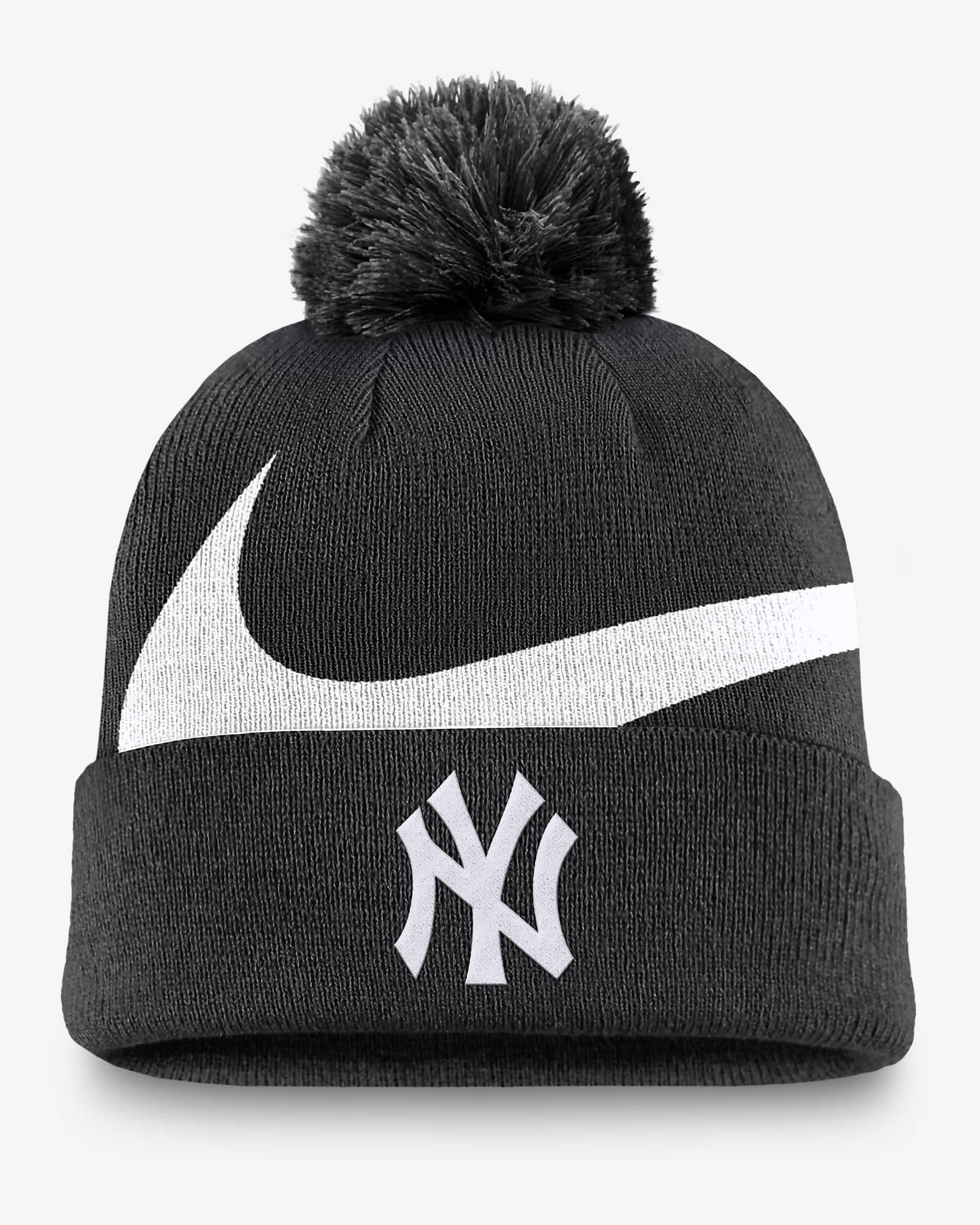 New York Yankees Peak Men's Nike MLB Cuffed Pom Beanie - Black