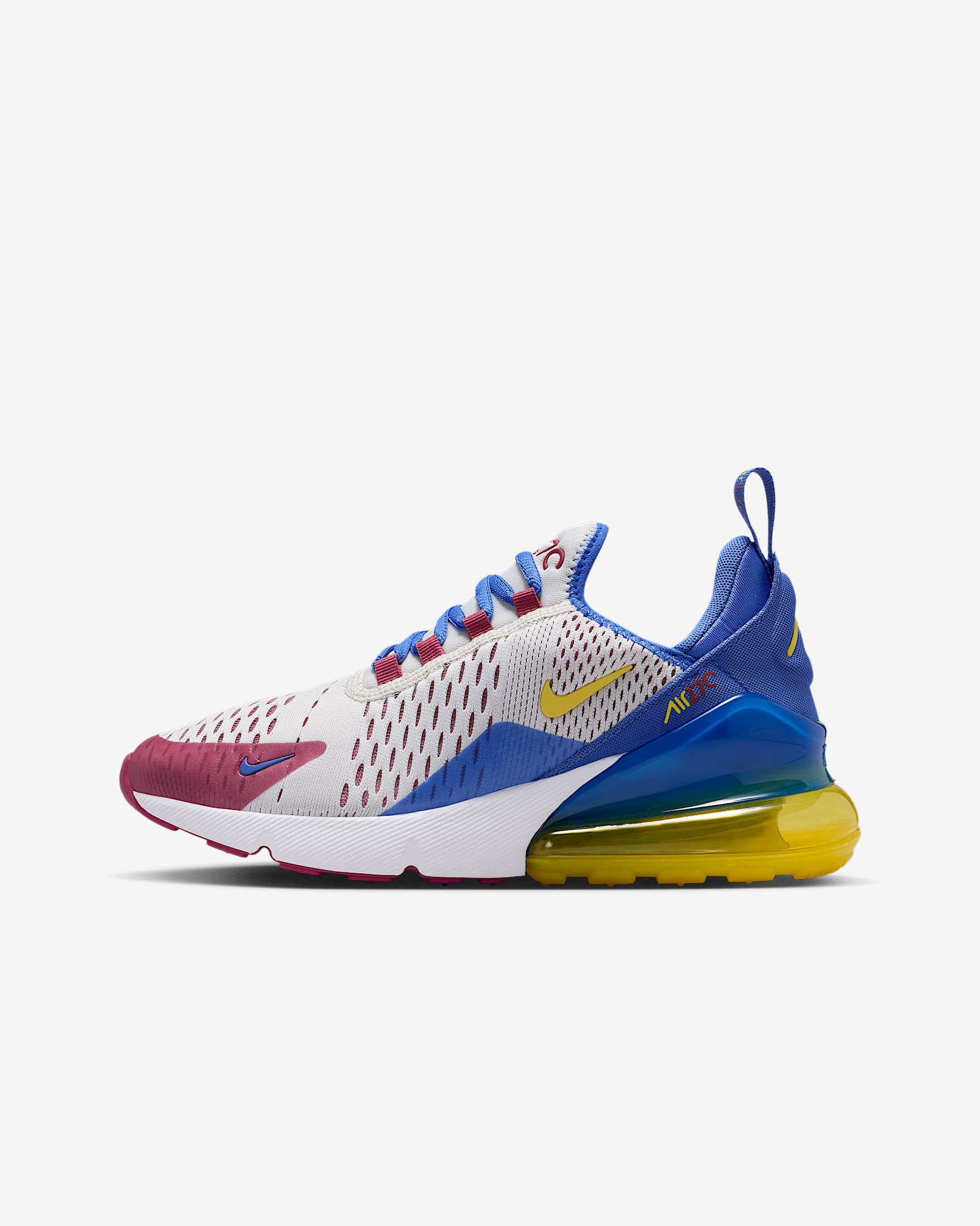 Tenis para niños grandes Nike Air Max 270 - Perla suave/Azul cometa/Remolacha dulce/Limón brillante