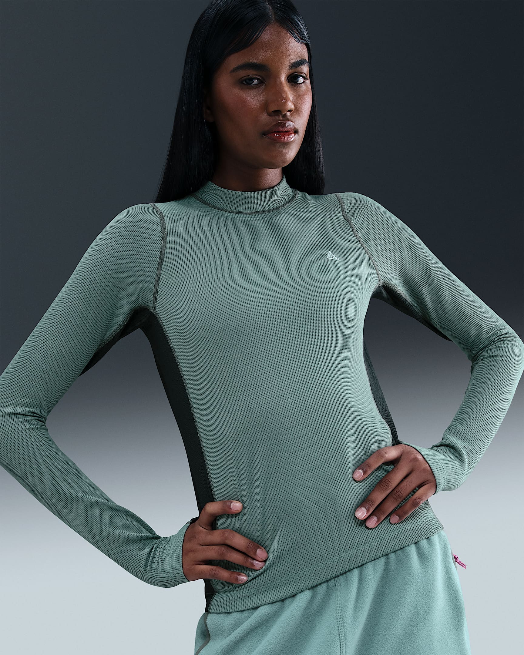 Nike ACG "Chinati" Women's Dri-FIT ADV Long-Sleeve Base Layer - Cannon/Seaweed/Clay Green/Summit White