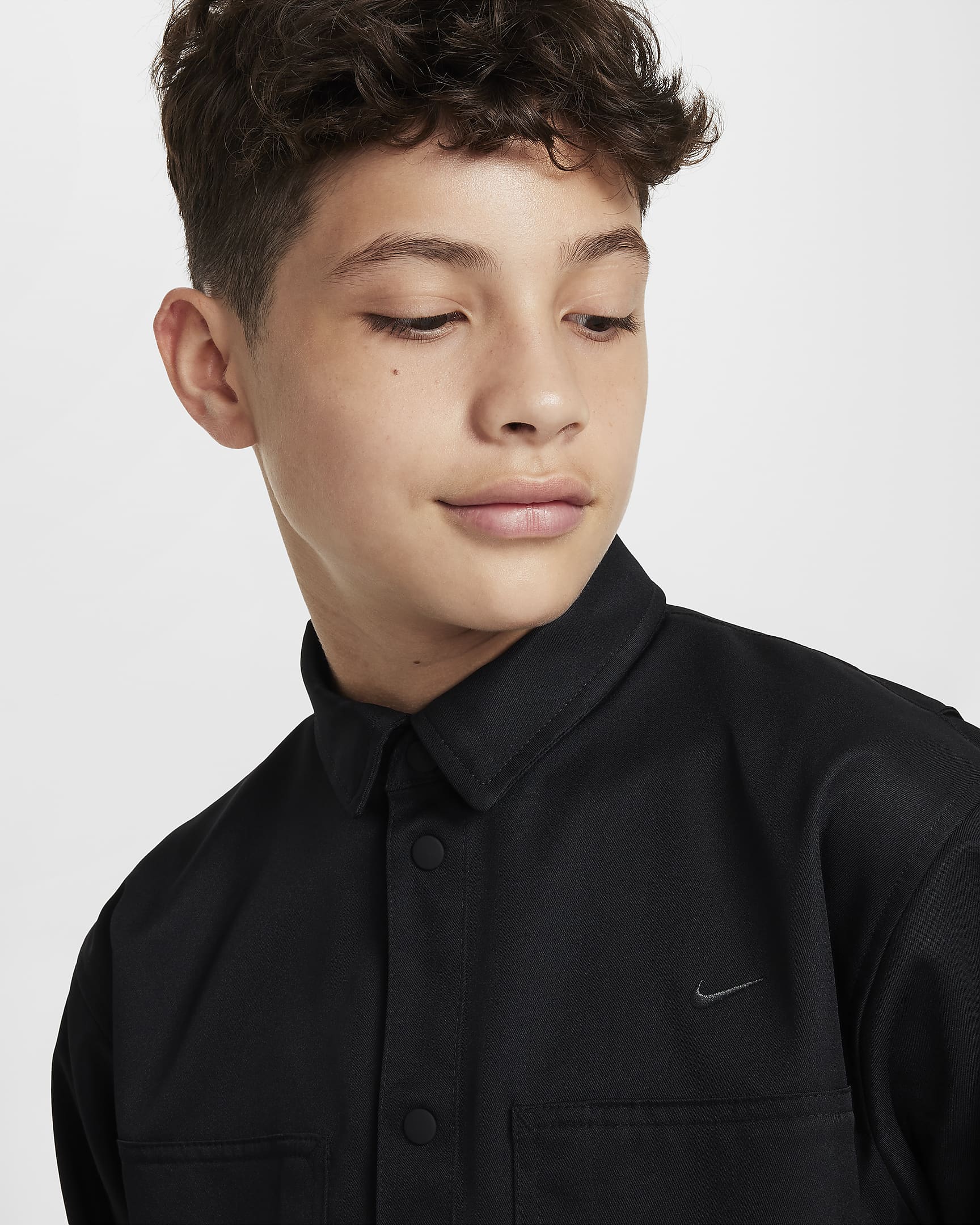 Nike Sportswear Metro Ground Big Kids' Top - Black/Dark Smoke Grey