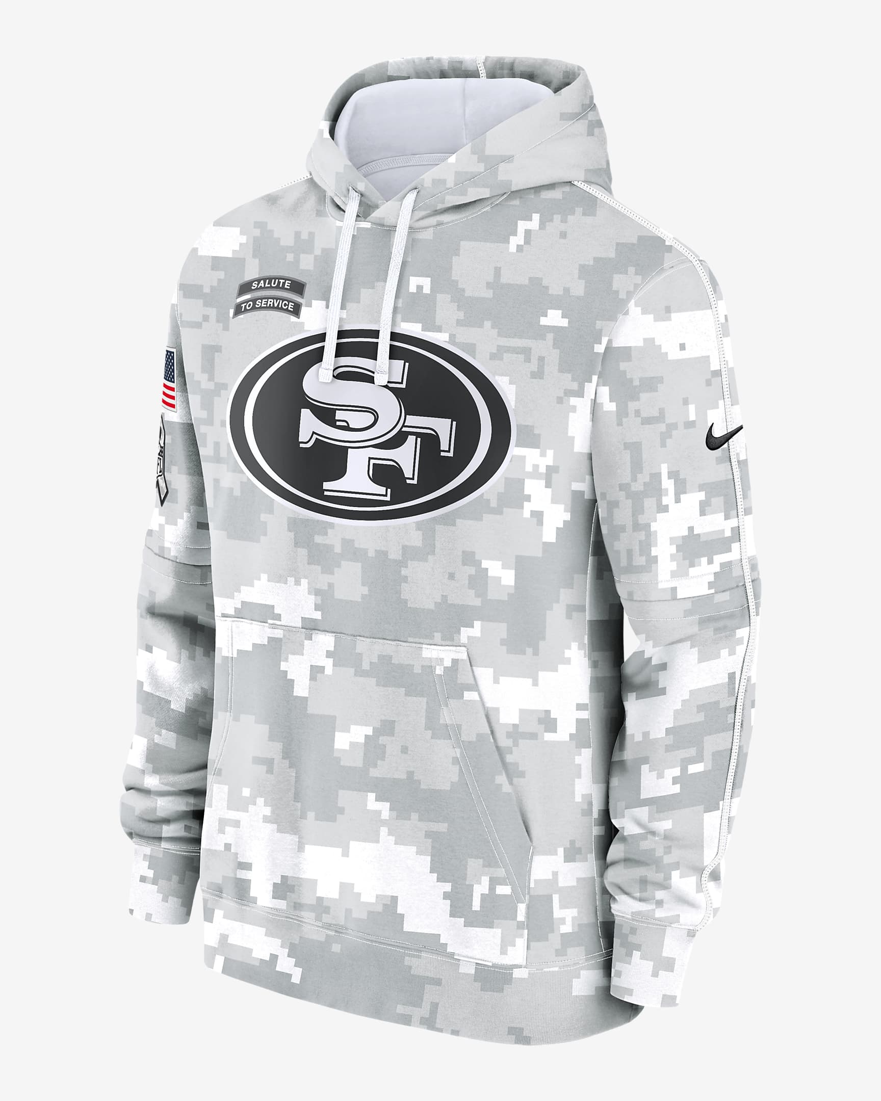 San Francisco 49ers Salute to Service Primary Edge Club Men's Nike NFL Pullover Hoodie - White