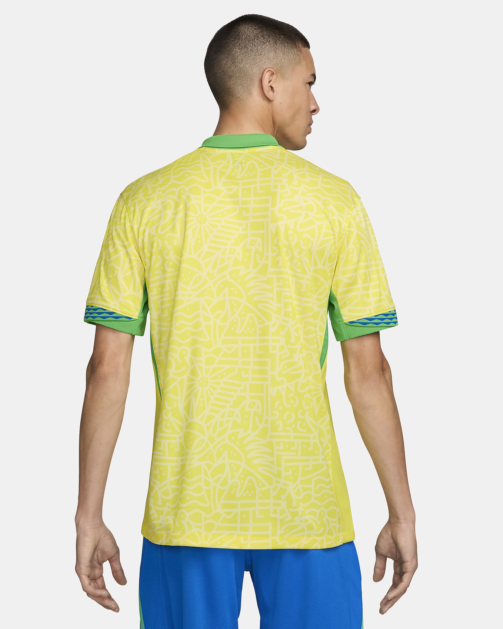 Brazilië 2024 Stadium Thuis Nike Dri-FIT replica voetbalshirt voor heren - Dynamic Yellow/Lemon Chiffon/Green Spark