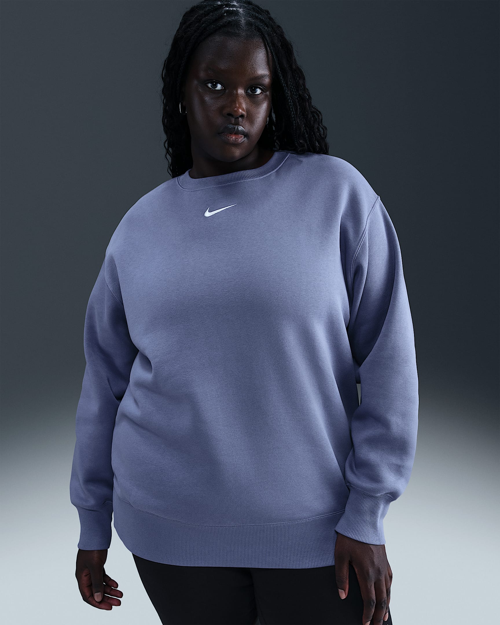 Nike Sportswear Phoenix Fleece Women's Oversized Crew-Neck Sweatshirt (Plus Size) - World Indigo/Sail