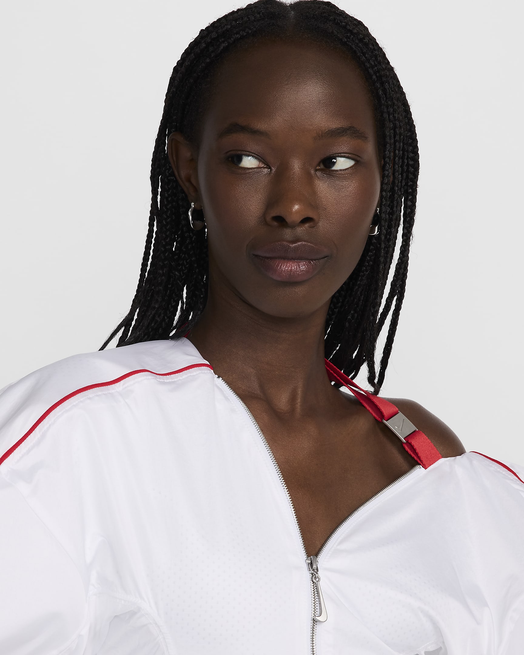 Chamarra de entrenamiento para mujer Nike x Jacquemus - Blanco/Rojo universitario