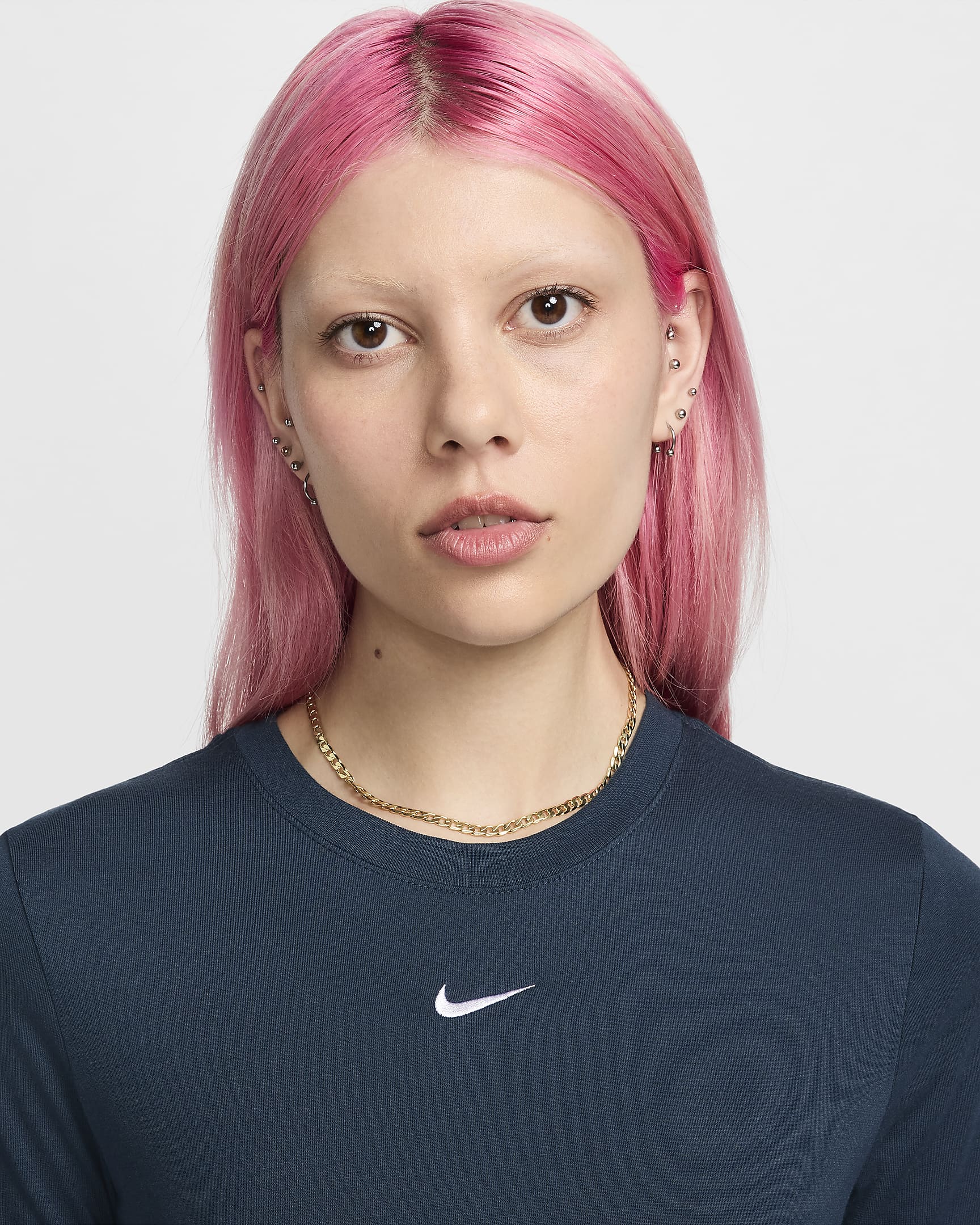 Nike Sportswear Essential Women's Slim Cropped T-Shirt - Armory Navy/White