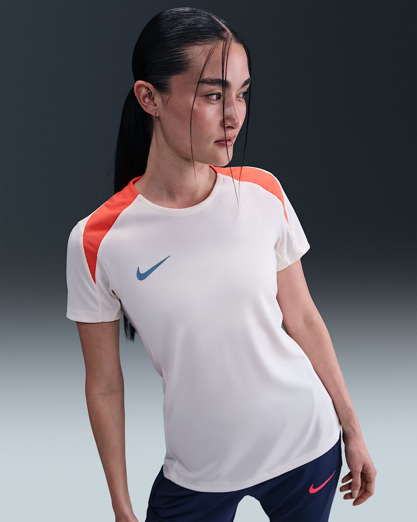 Nike Strike Women's Dri-FIT Short-Sleeve Football Top - Chalk/Turf Orange/Smoky Blue