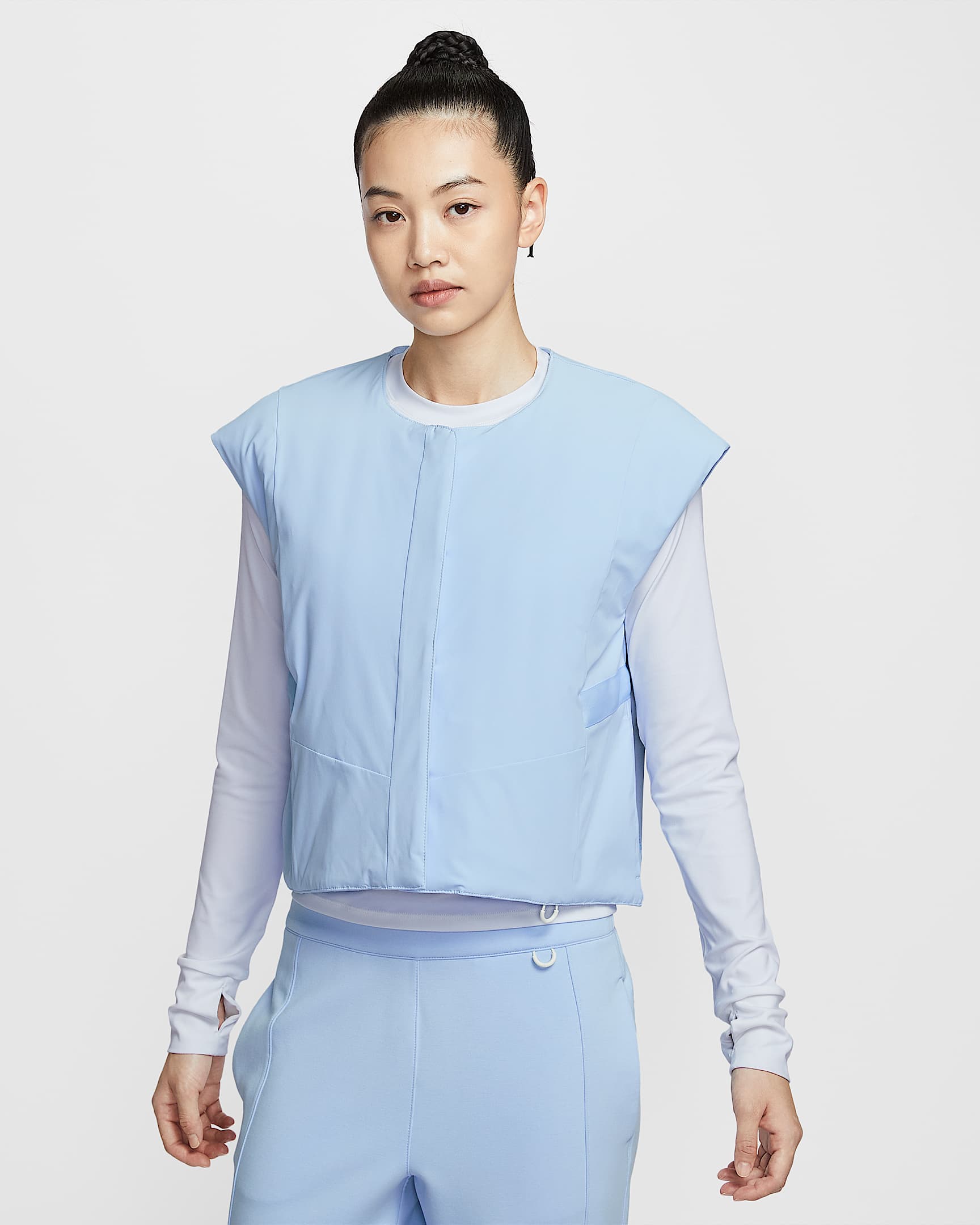ナイキ 24.7 パーフェクトストレッチ ウィメンズ Therma-FIT シンセティックフィル ベスト - セレスタインブルー/チームオレンジ/サイキックブルー