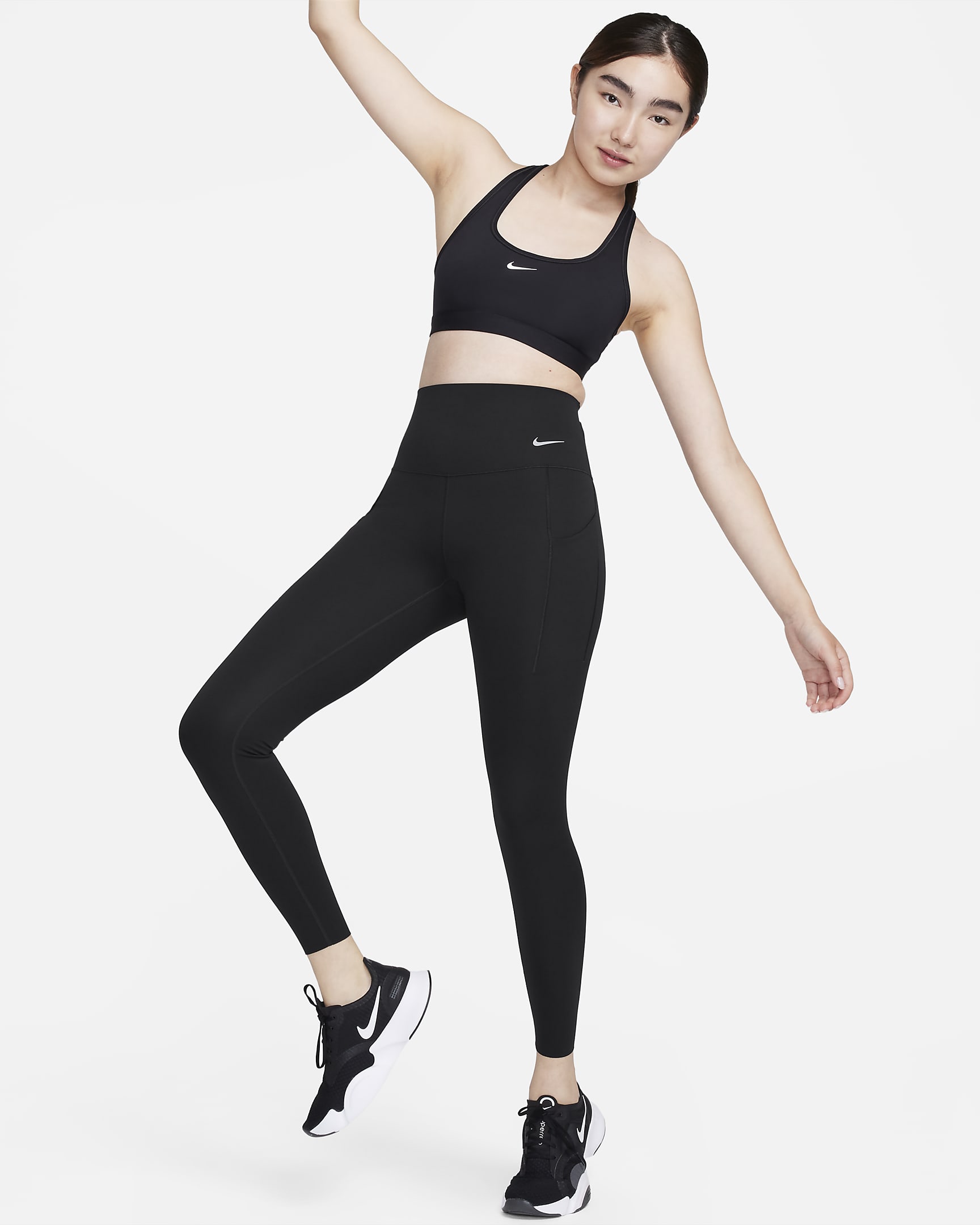 Nike Universa Women's Medium-Support High-Waisted Leggings with Pockets - Black/Black