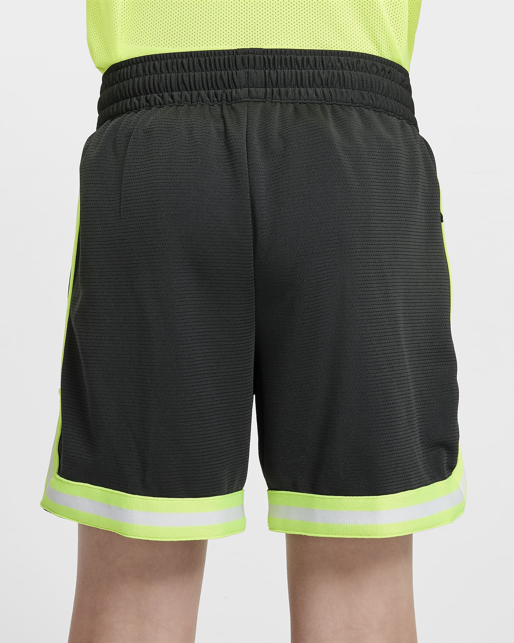 Giannis DNA Dri-FIT basketshorts til store barn - Dark Smoke Grey/Volt