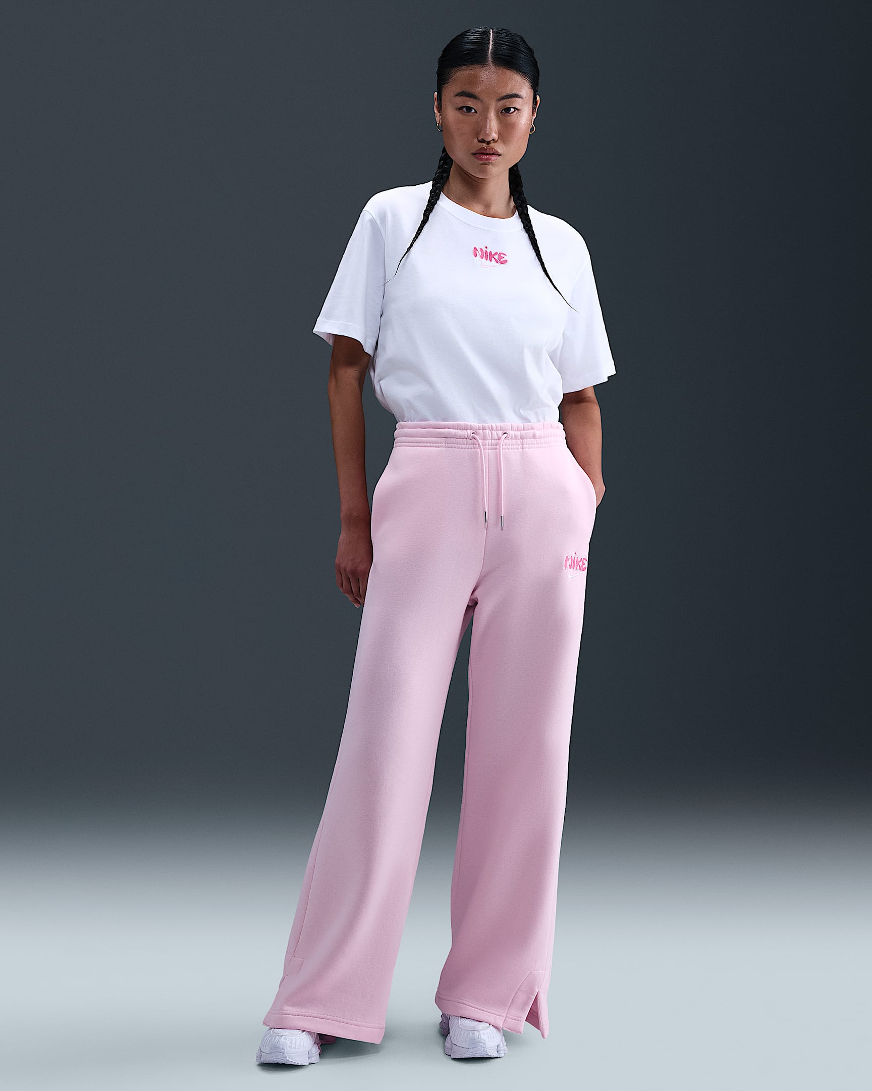 Nike Sportswear Phoenix Fleece Women's High-Waisted Tracksuit Bottoms - Pink Foam/Playful Pink