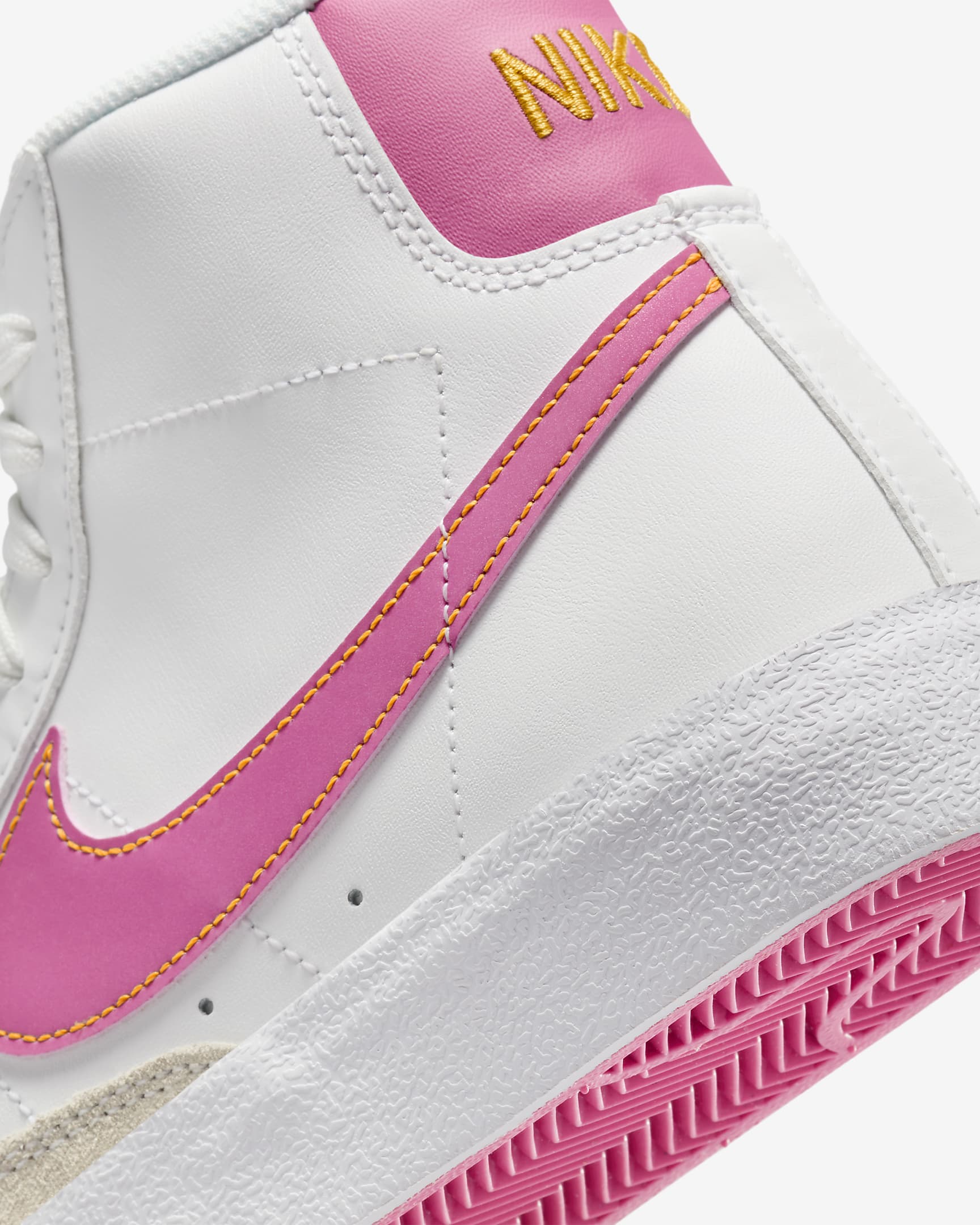 Nike Blazer Mid '77 Older Kids' Shoes - Summit White/University Gold/White/Pinksicle