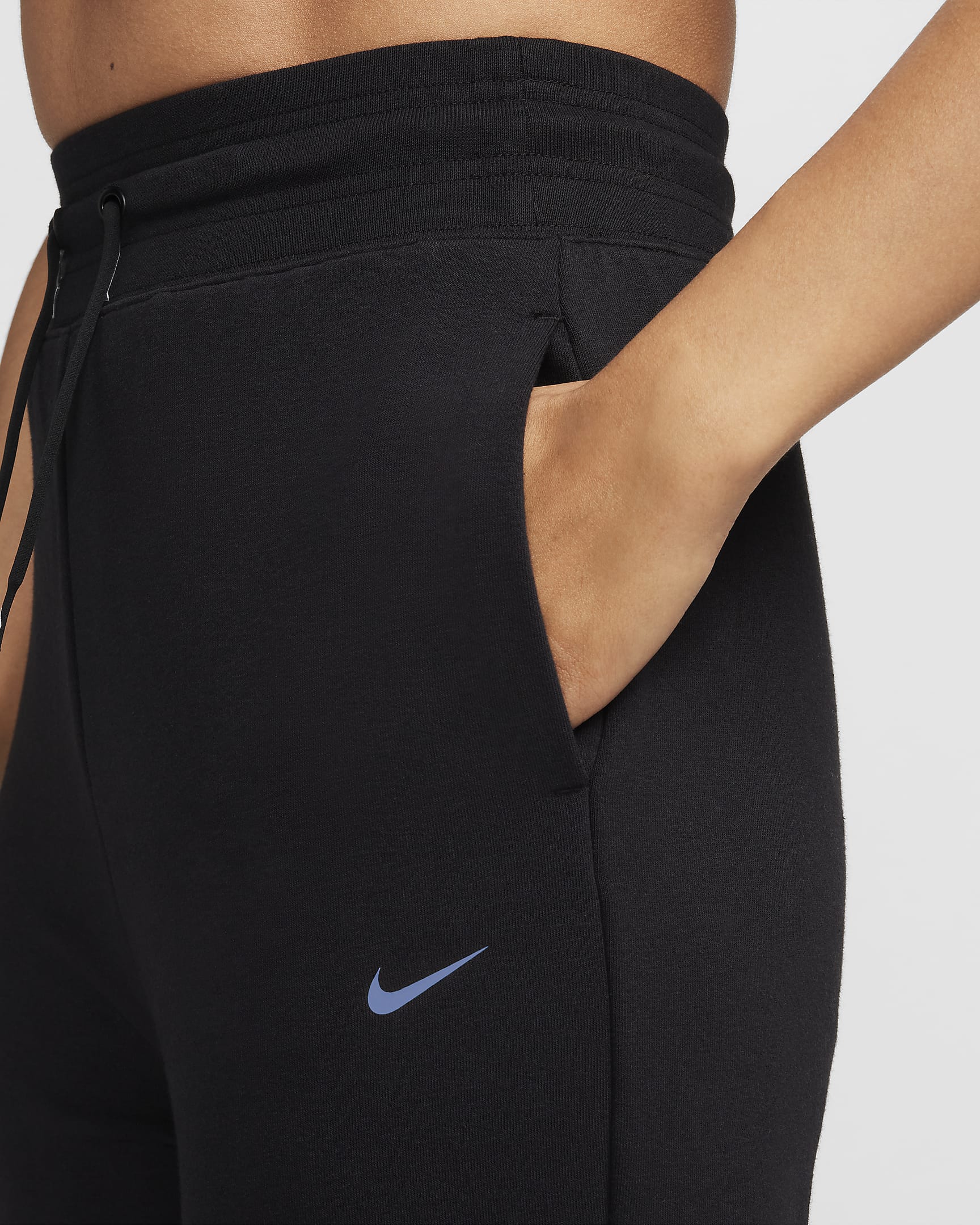 Joggers de French Terry de cintura alta de 7/8 para mujer Nike Dri-FIT One - Negro/Blanco