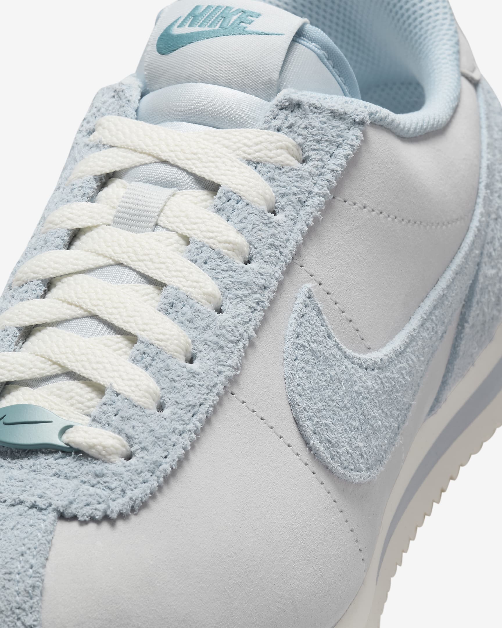 Nike Cortez Premium Leather Women's Shoes - Pure Platinum/Denim Turquoise/Sail/Light Armory Blue