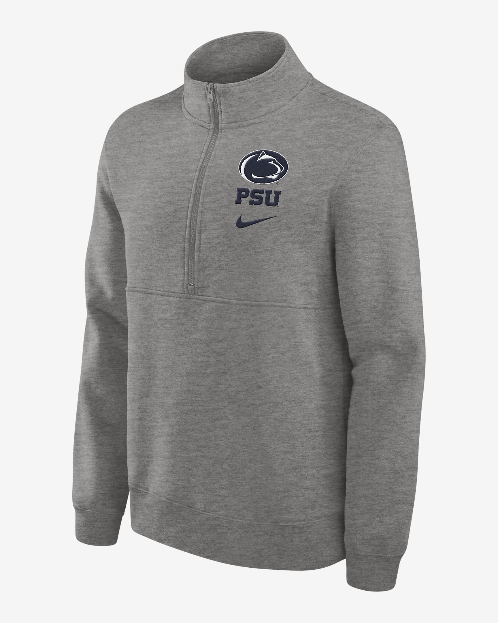 Sudadera de cuello redondo Nike de medio cierre universitaria para hombre Penn State Nittany Lions Primetime Club - Gris jaspeado