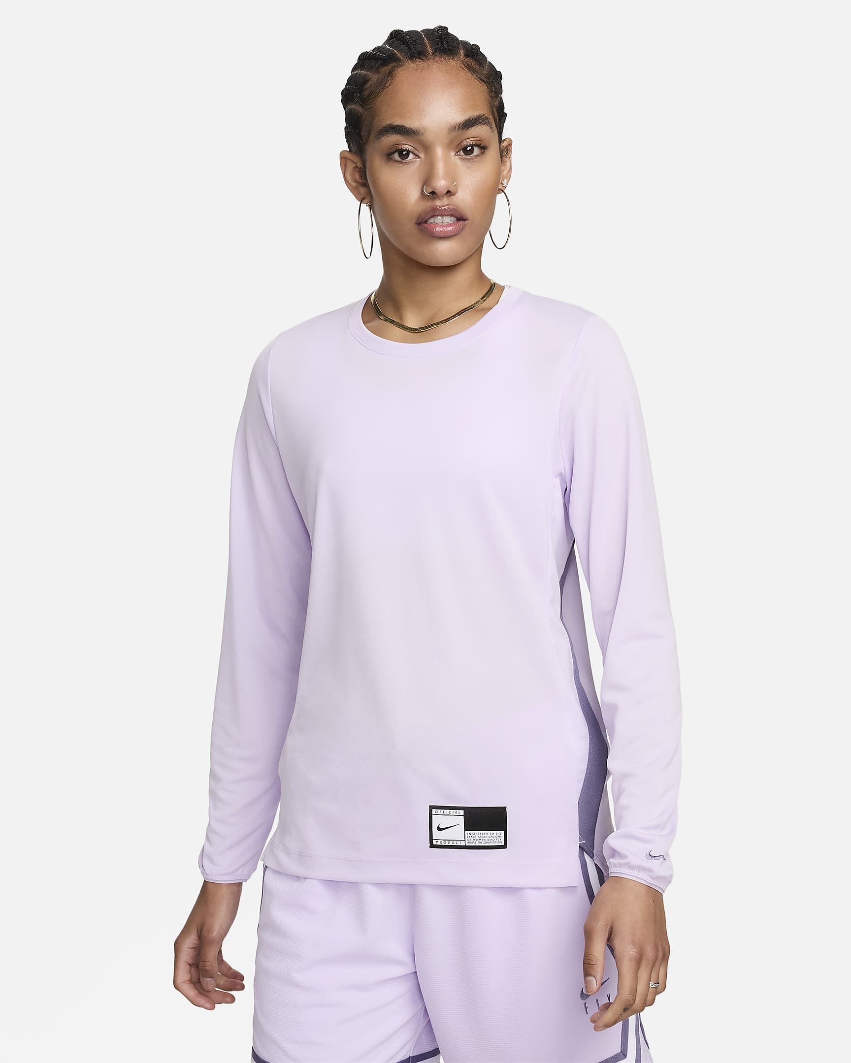 Nike Women's Dri-FIT Long-Sleeve Warm-Up Basketball Top - Violet Mist/Daybreak/Daybreak