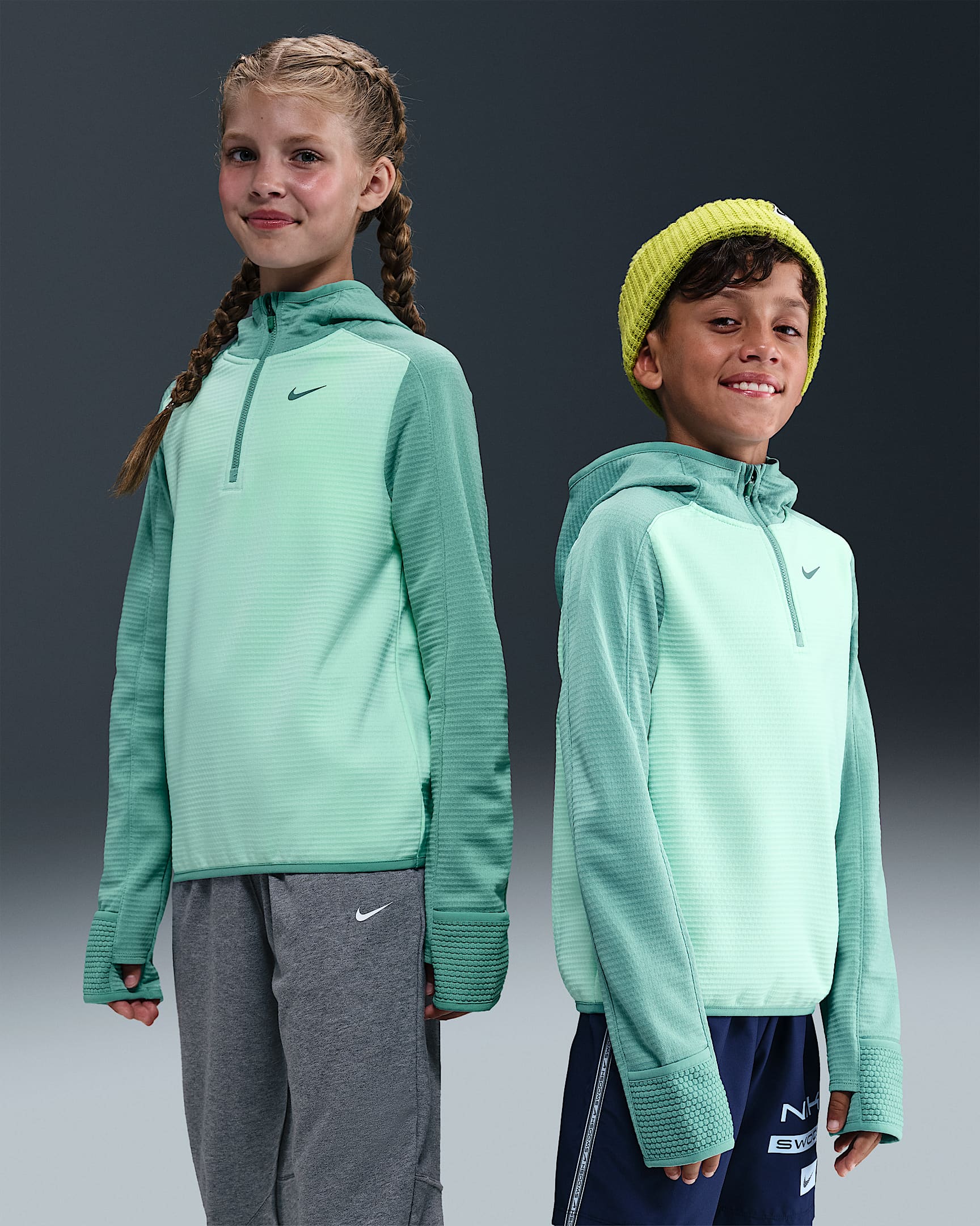 Nike Big Kids' Therma-FIT 1/4-Zip Top - Mint Foam/Cannon