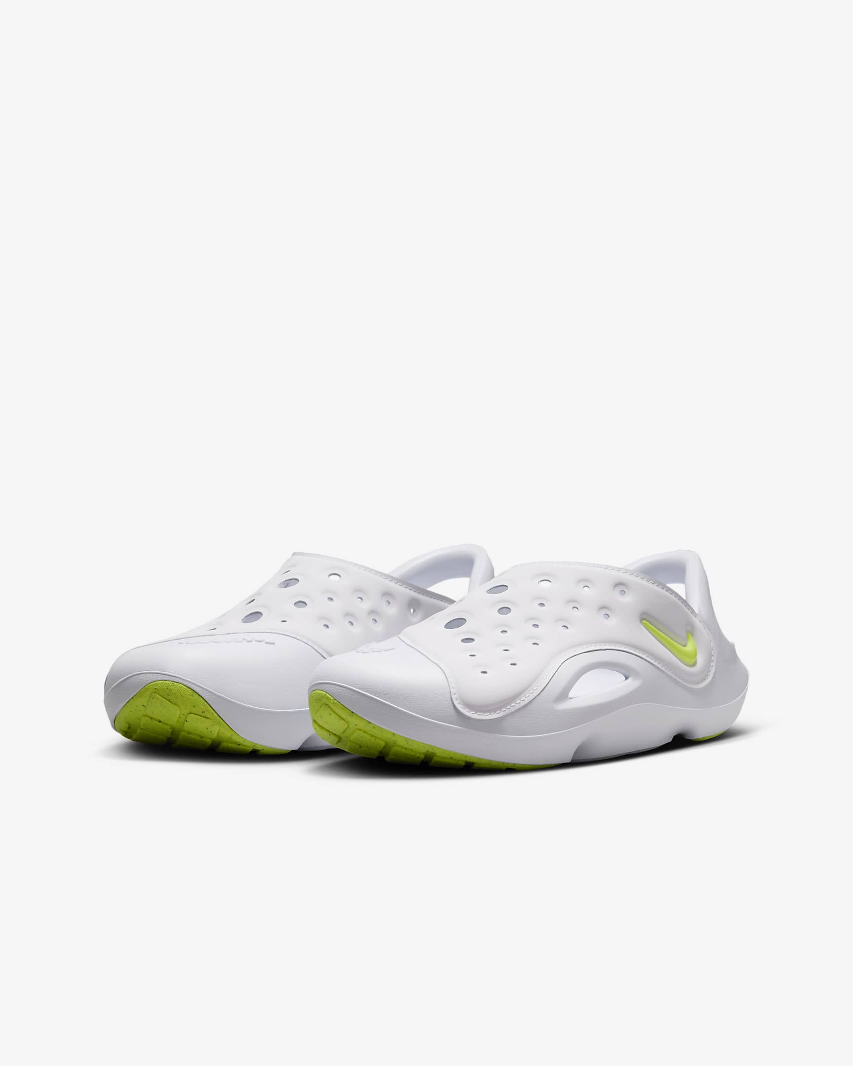 Nike Aqua Swoosh Big Kids' Sandals - White/Pure Platinum/Volt