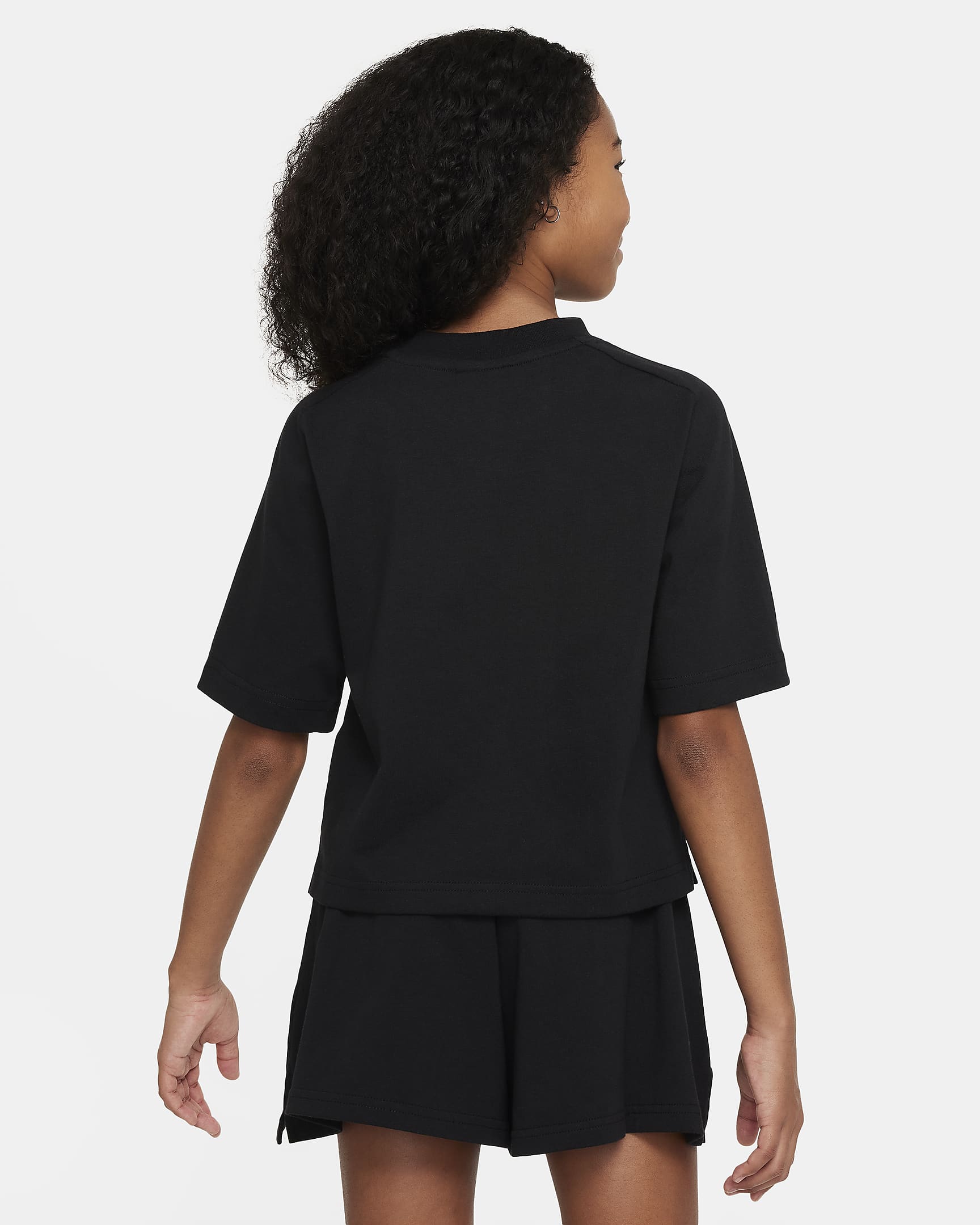 Nike Sportswear Older Kids' (Girls') Short-Sleeve Top - Black/Flat Pewter