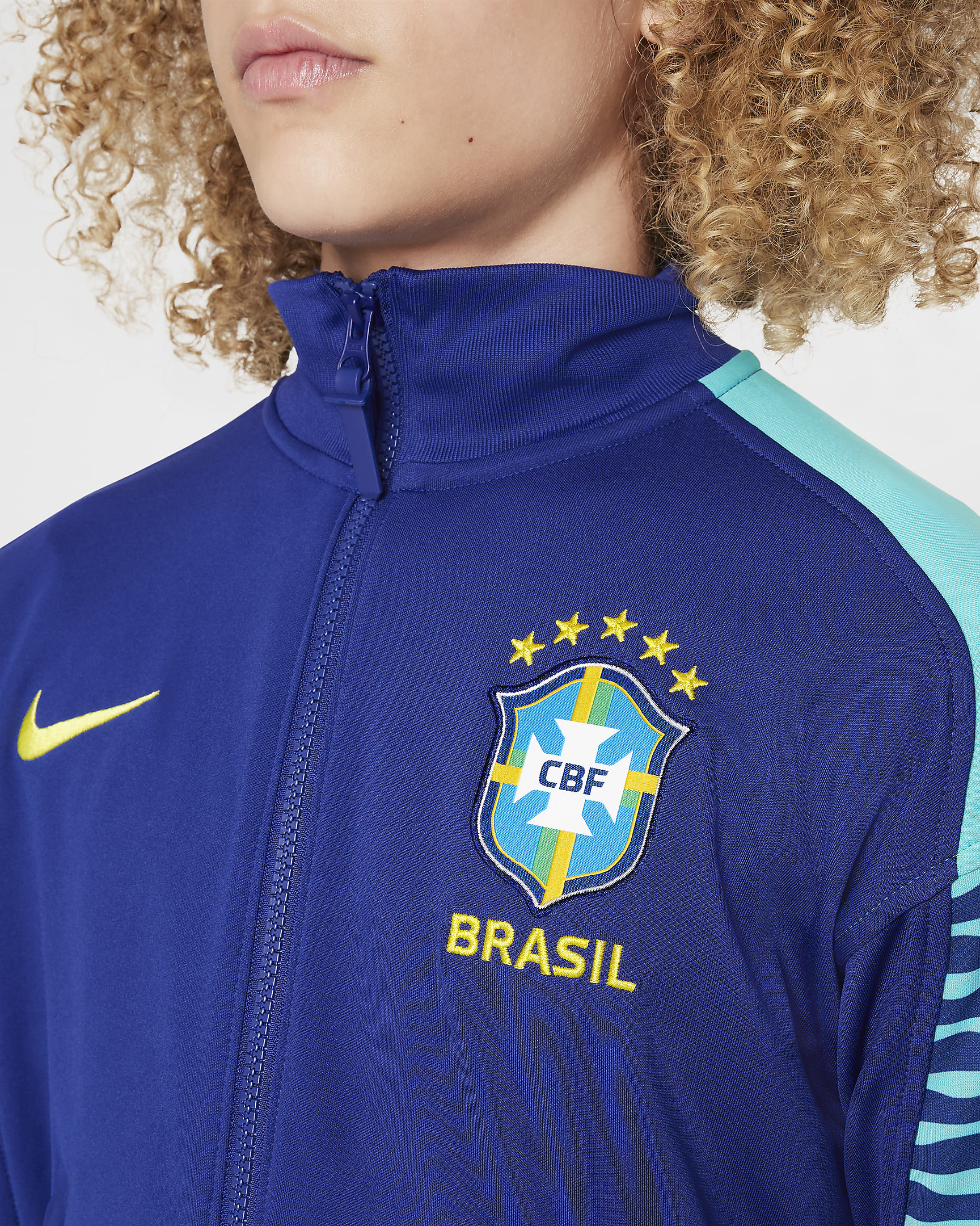 Brazil Academy Pro Big Kids' Nike Dri-FIT Soccer Anthem Jacket - Deep Royal Blue/Light Retro/Dynamic Yellow