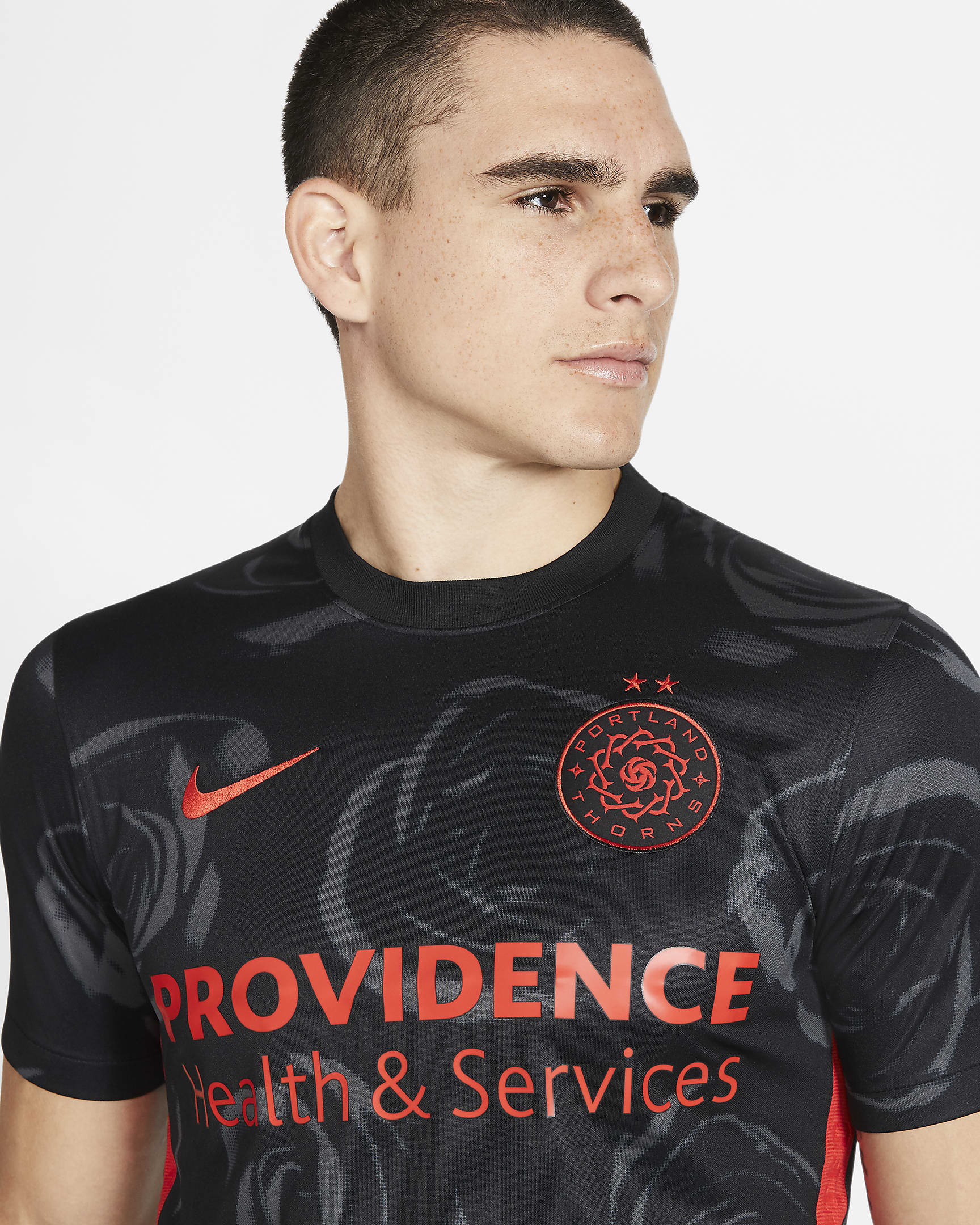 Jersey de fútbol del Portland Thorns FC local 2020 Stadium para hombre - Negro/Rojo reto