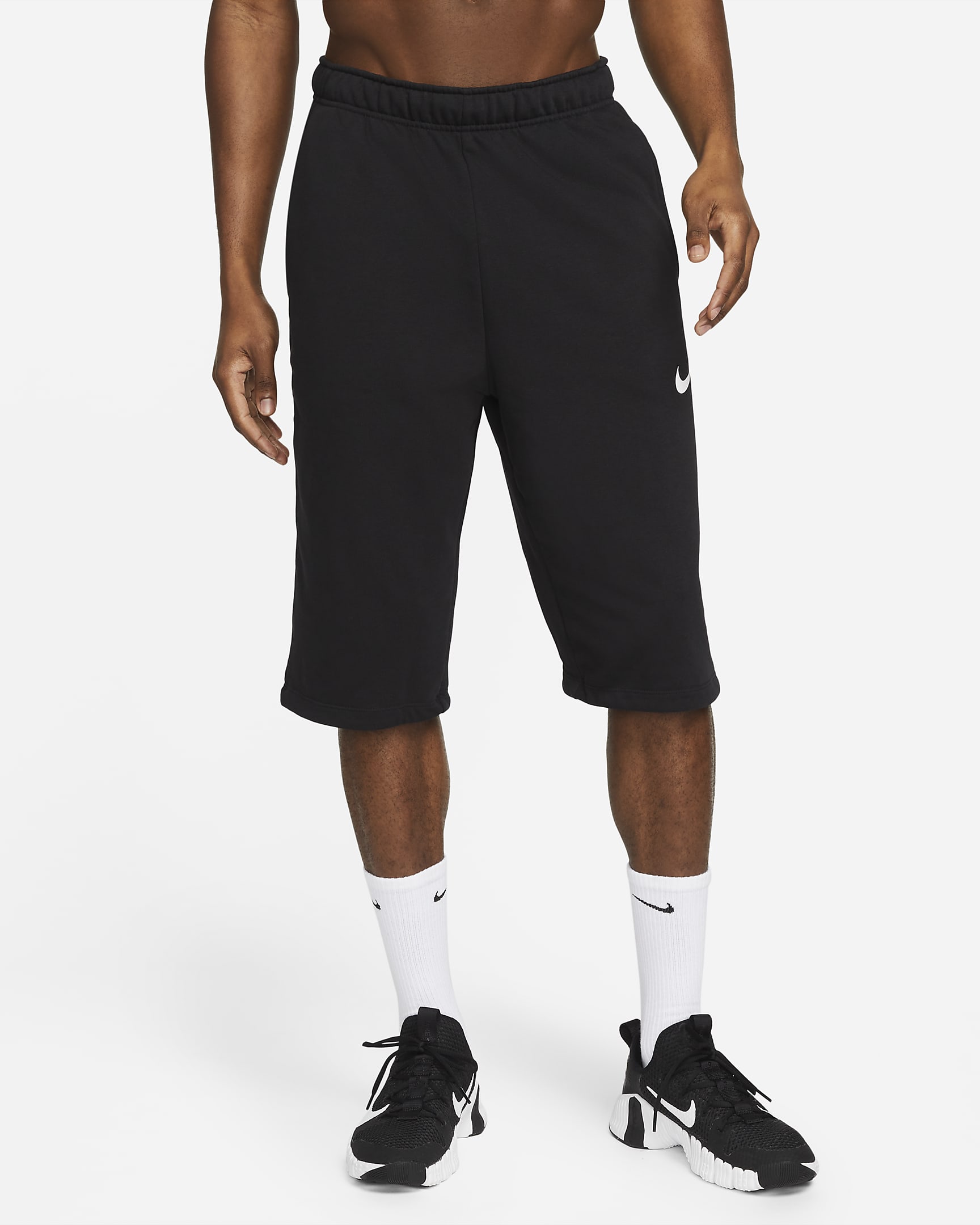 Nike Dri-FIT Men's Over-the-Knee Training Shorts - Black/White