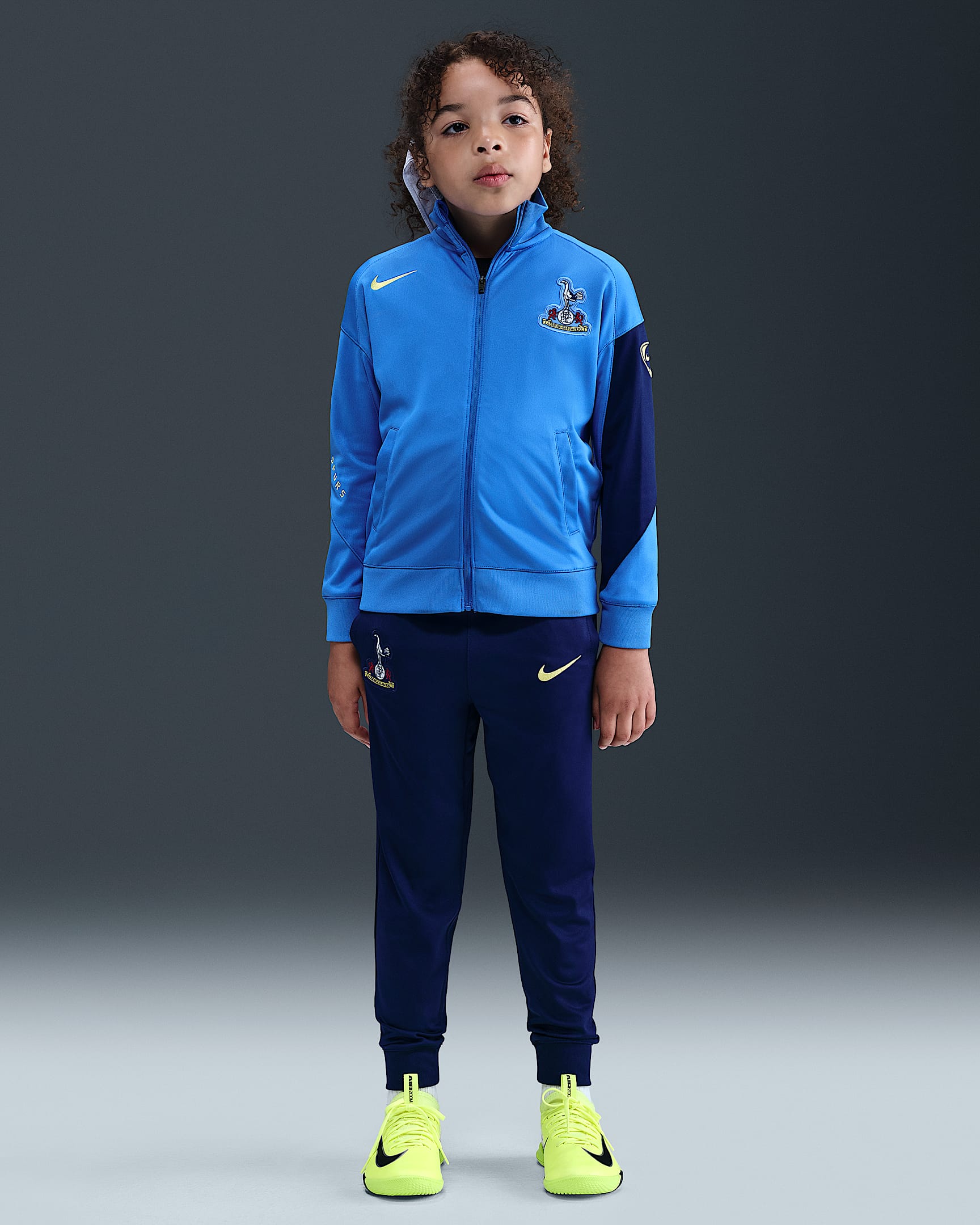 Survêtement de foot en maille Nike Dri-FIT Total 90 Tottenham Hotspur Strike 3e tenue pour enfant - Pacific Blue/Blue Void/Blue Void/Dynamic Yellow