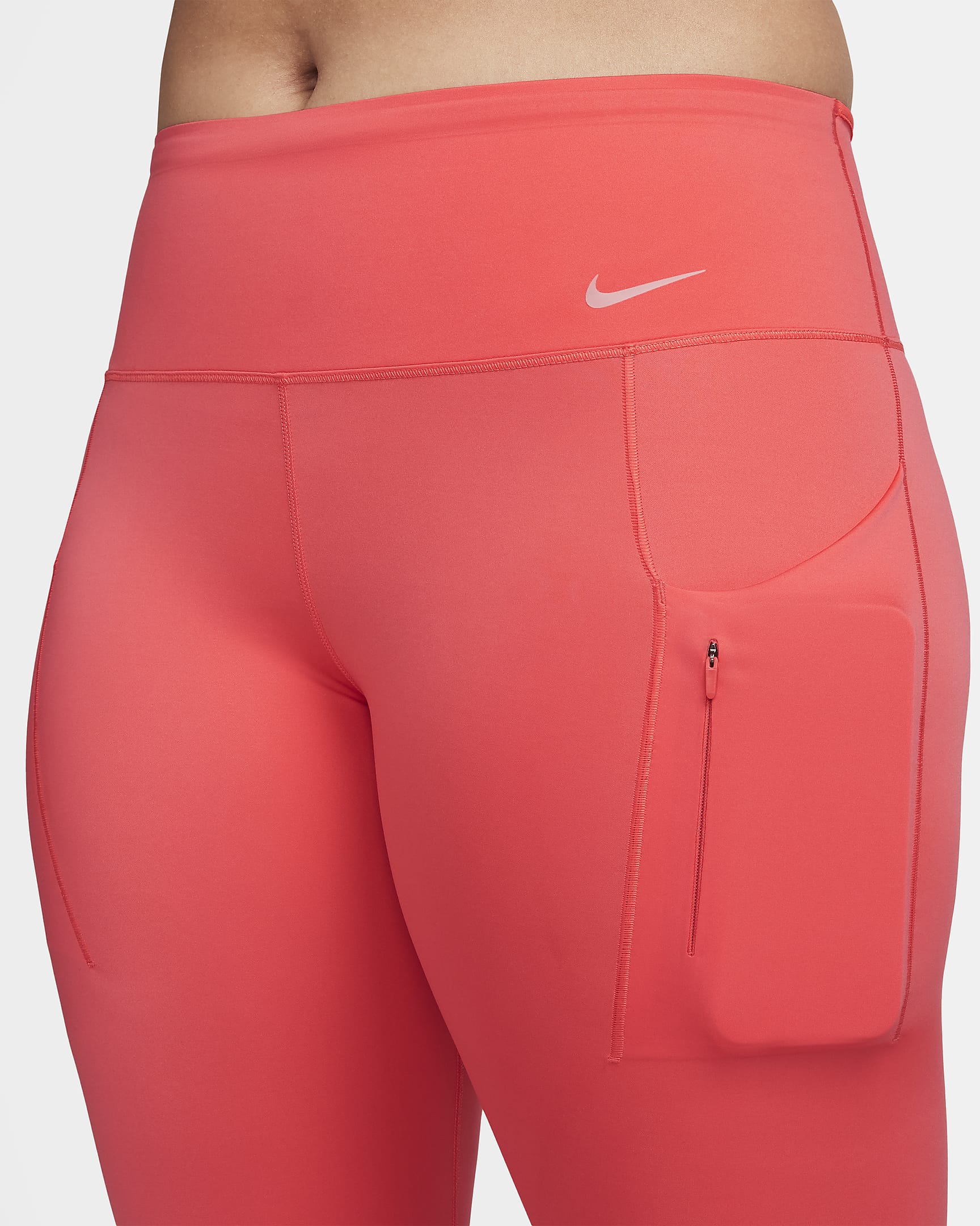 Nike Go Women's Firm-Support Mid-Rise Full-Length Leggings with Pockets - Ember Glow/Black