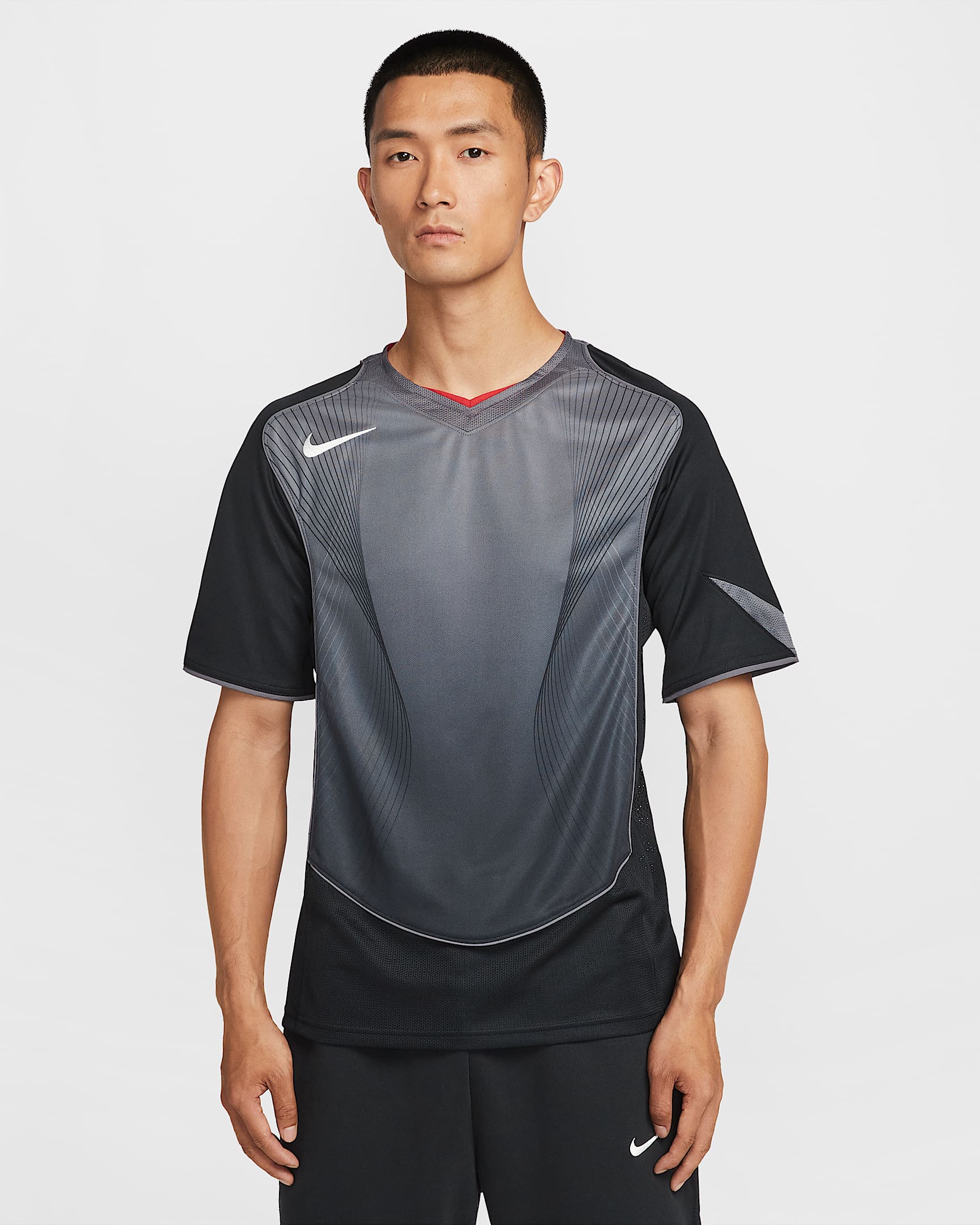 ナイキ トータル 90 メンズ Dri-FIT ショートスリーブ サッカーユニフォーム - ブラック/ライトグラファイト/ジムレッド/セイル