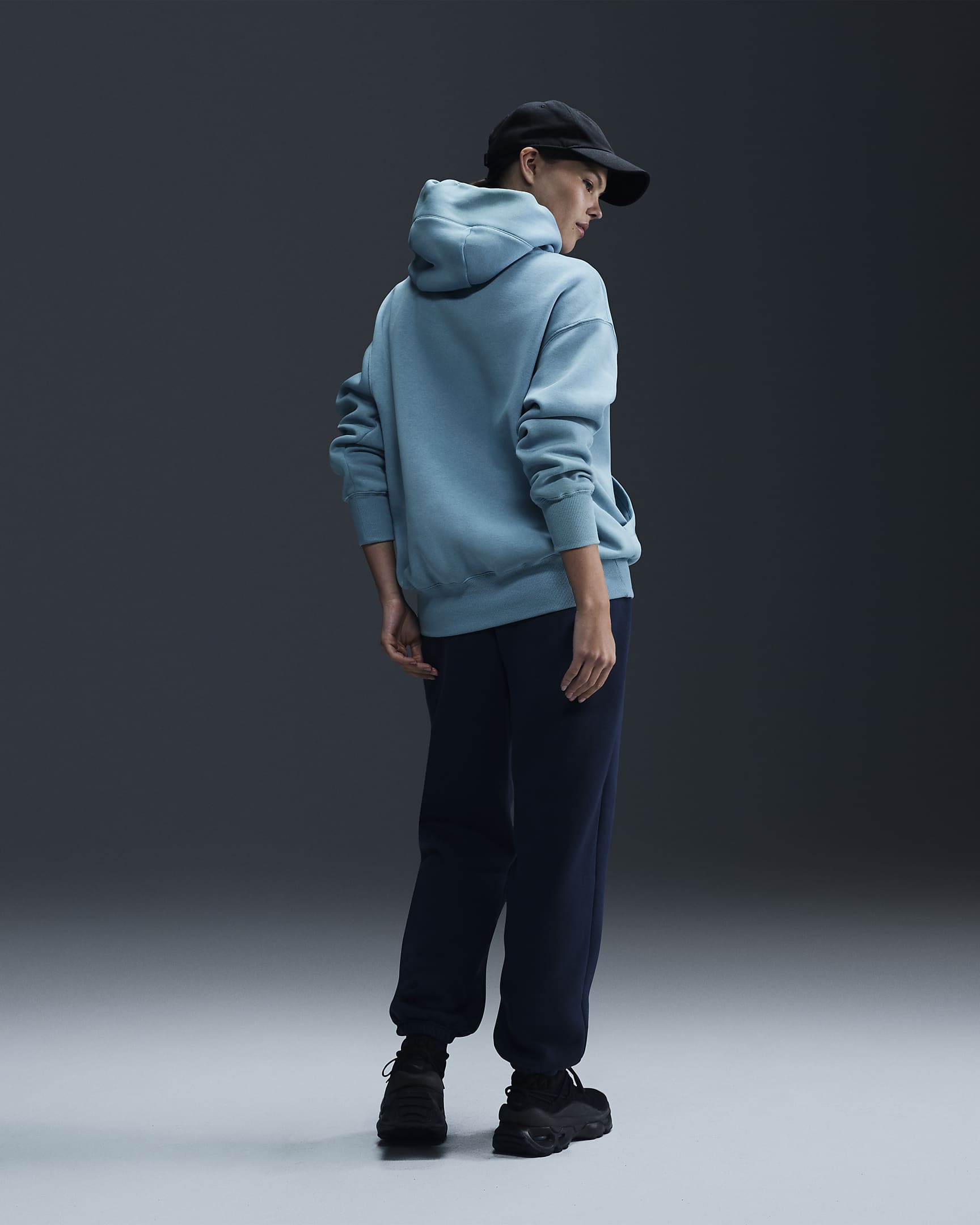 Nike Sportswear Phoenix Fleece Bol Kesimli Kadın Kapüşonlu Sweatshirt'ü - Denim Turquoise/Sail