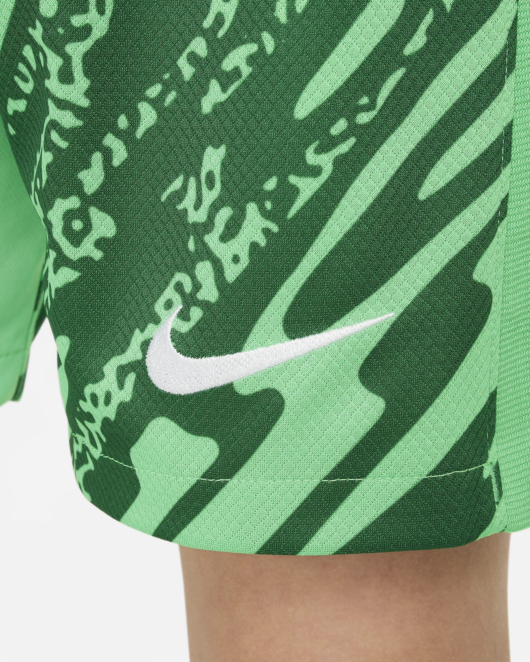 Spodenki piłkarskie dla dużych dzieci Nike Dri-FIT Paris Saint-Germain Goalkeeper Stadium 2024/25 (replika) - Green Spark/Pine Green/Biel