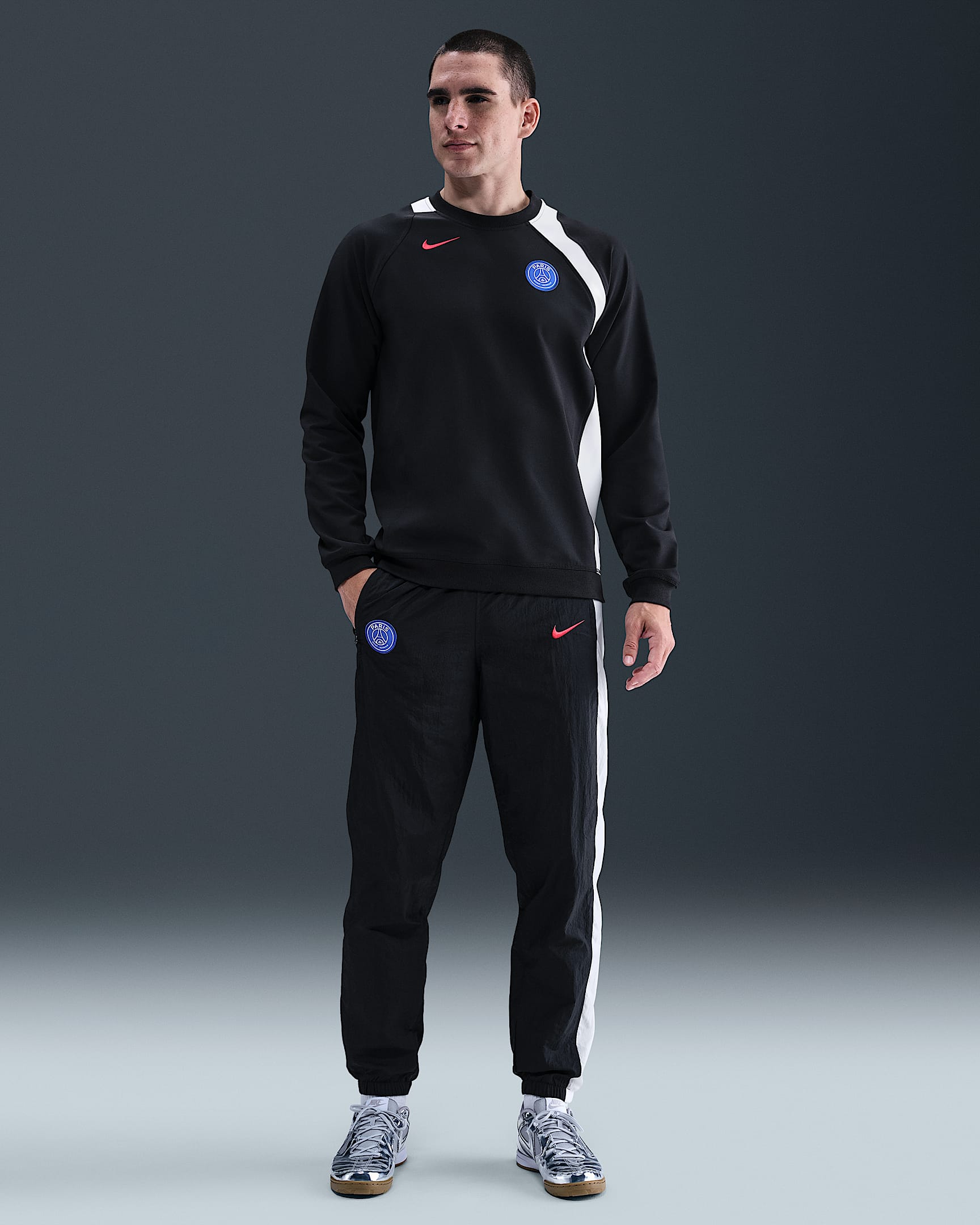 Paris Saint-Germain Third Men's Nike Total 90 Football Woven Tracksuit Bottoms - Black/White/Global Red