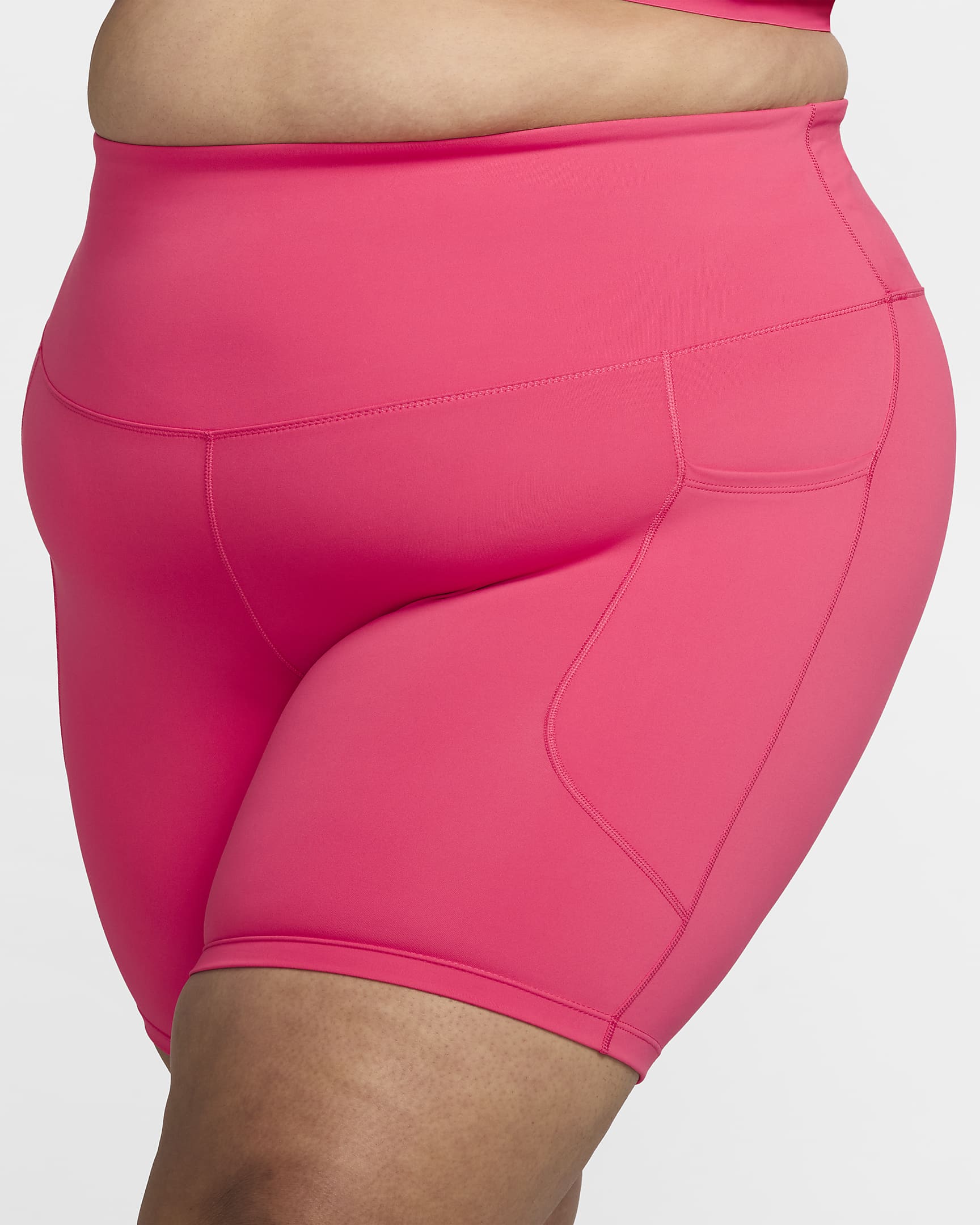 Nike One Women's High-Waisted 8" Biker Shorts with Pockets (Plus Size) - Aster Pink/Black