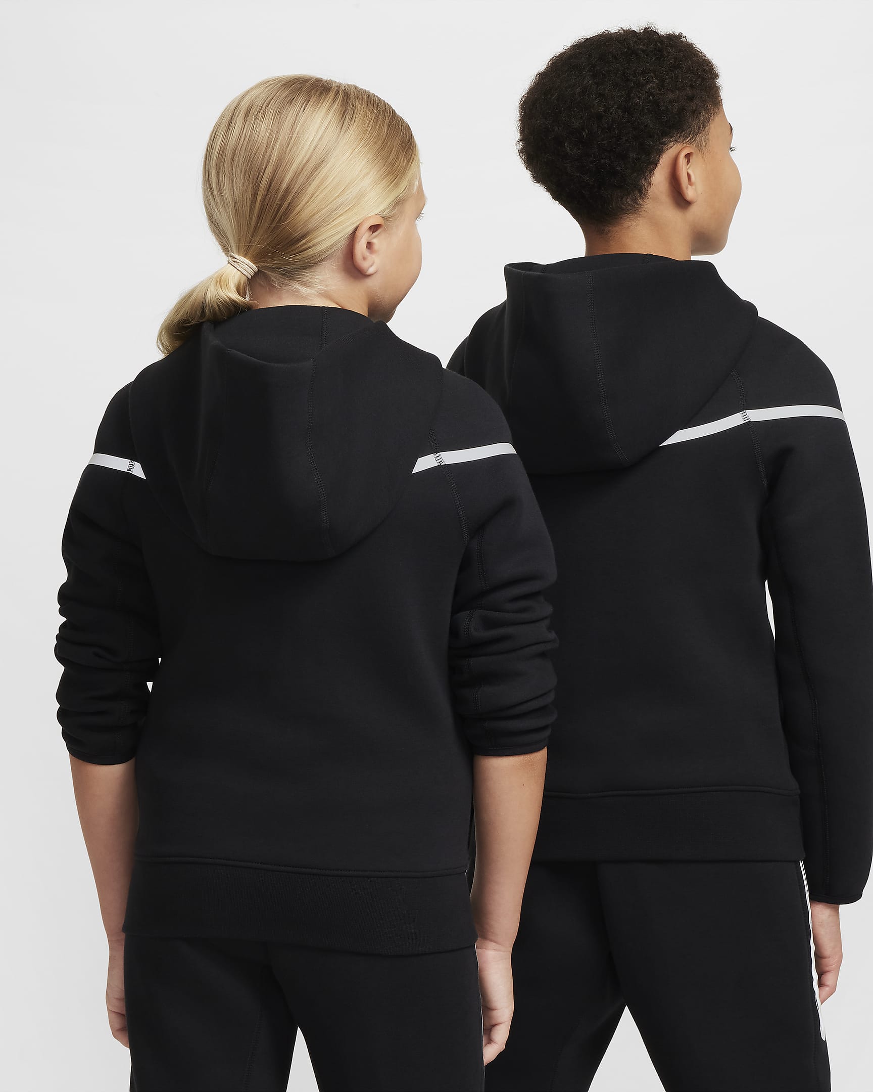 Huvtröja med hel dragkedja Nike Sportswear Tech Fleece med reflekterande design för ungdom (killar) - Svart