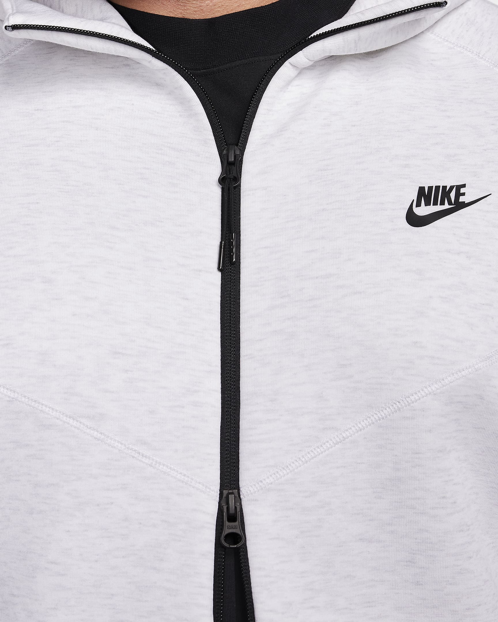 Ανδρική μπλούζα με κουκούλα και φερμουάρ Nike Sportswear Tech Fleece Windrunner - Birch Heather/Μαύρο