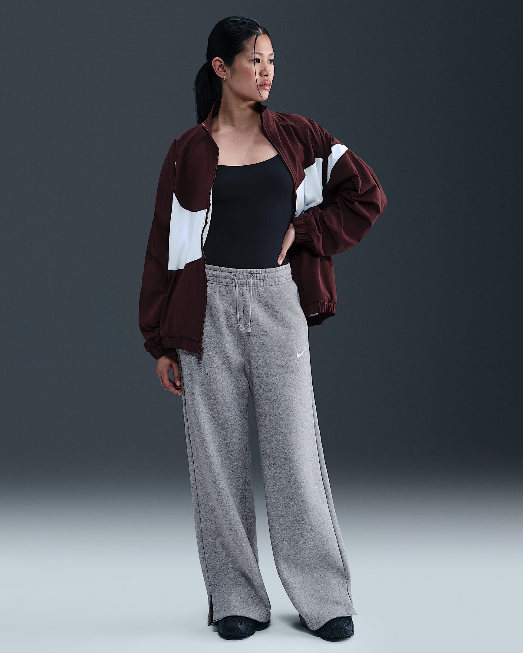Nike Sportswear Phoenix Fleece Women's High-Waisted Wide-Leg Pants - Dark Grey Heather/Sail