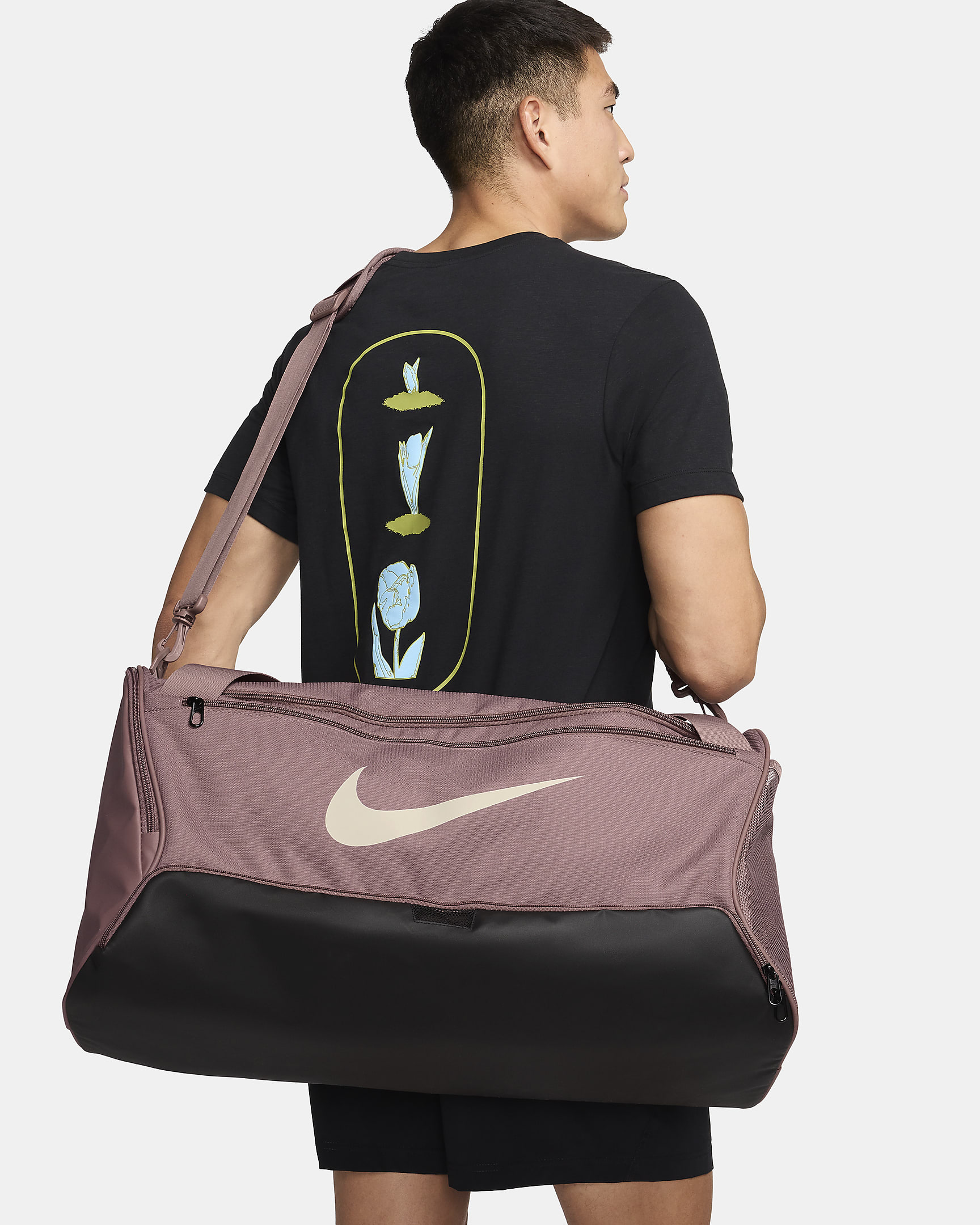 Borsone medio da training Nike Brasilia 9.5 (60 l) - Smokey Mauve/Nero/Light Orewood Brown