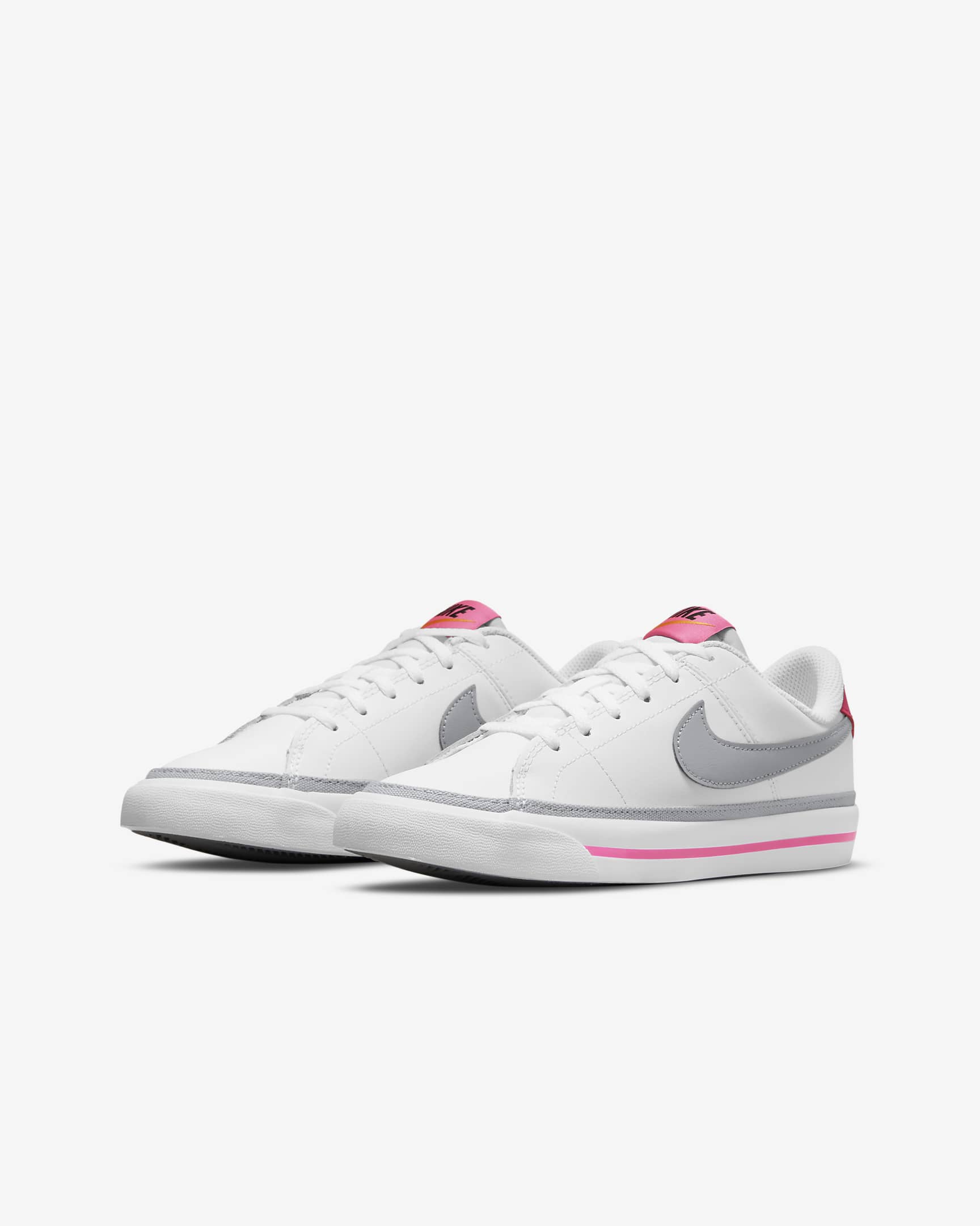 รองเท้าเด็กโต Nike Court Legacy - ขาว/Pink Prime/Kumquat/Light Smoke Grey