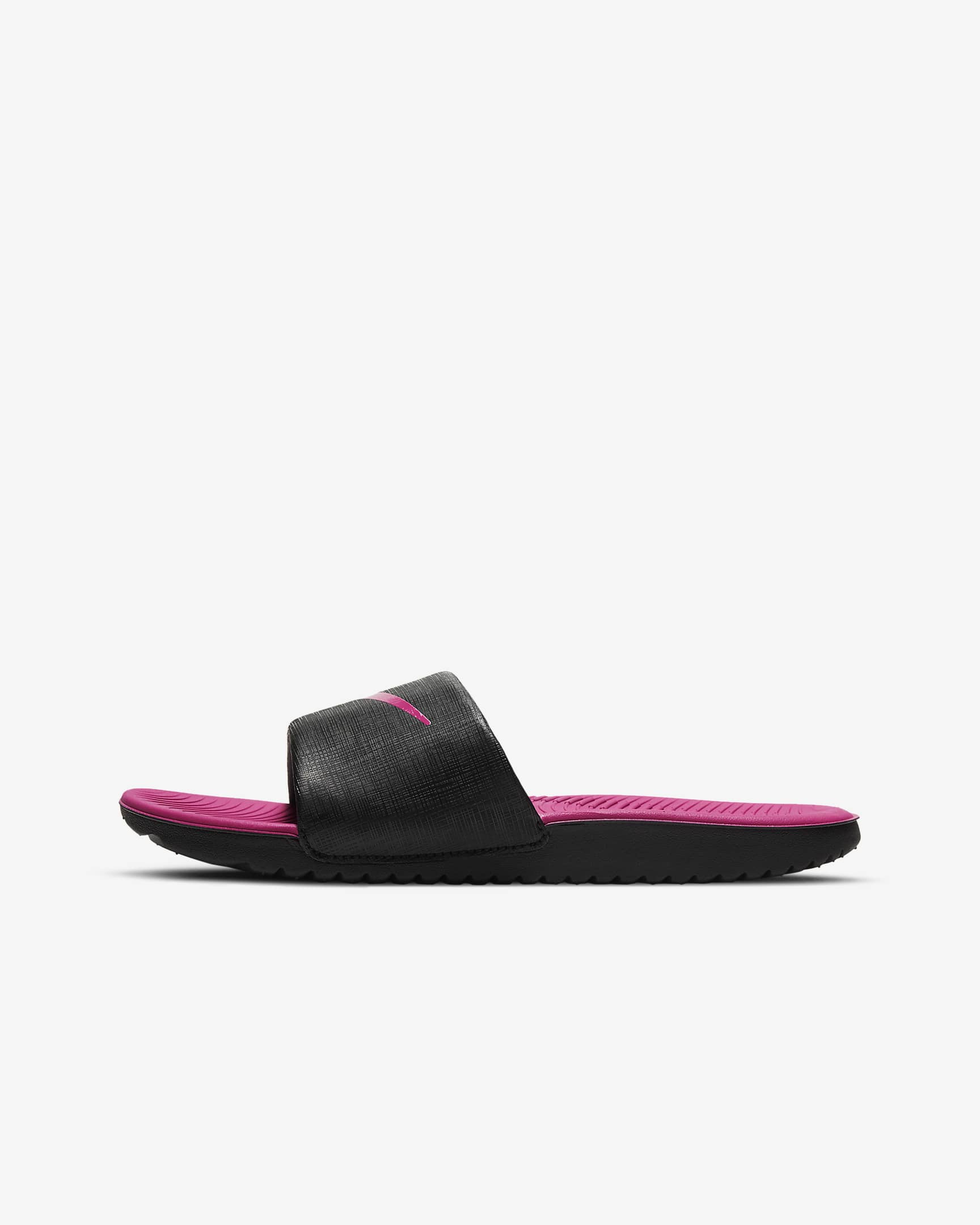 Claquette Nike Kawa pour enfant/ado - Noir/Vivid Pink